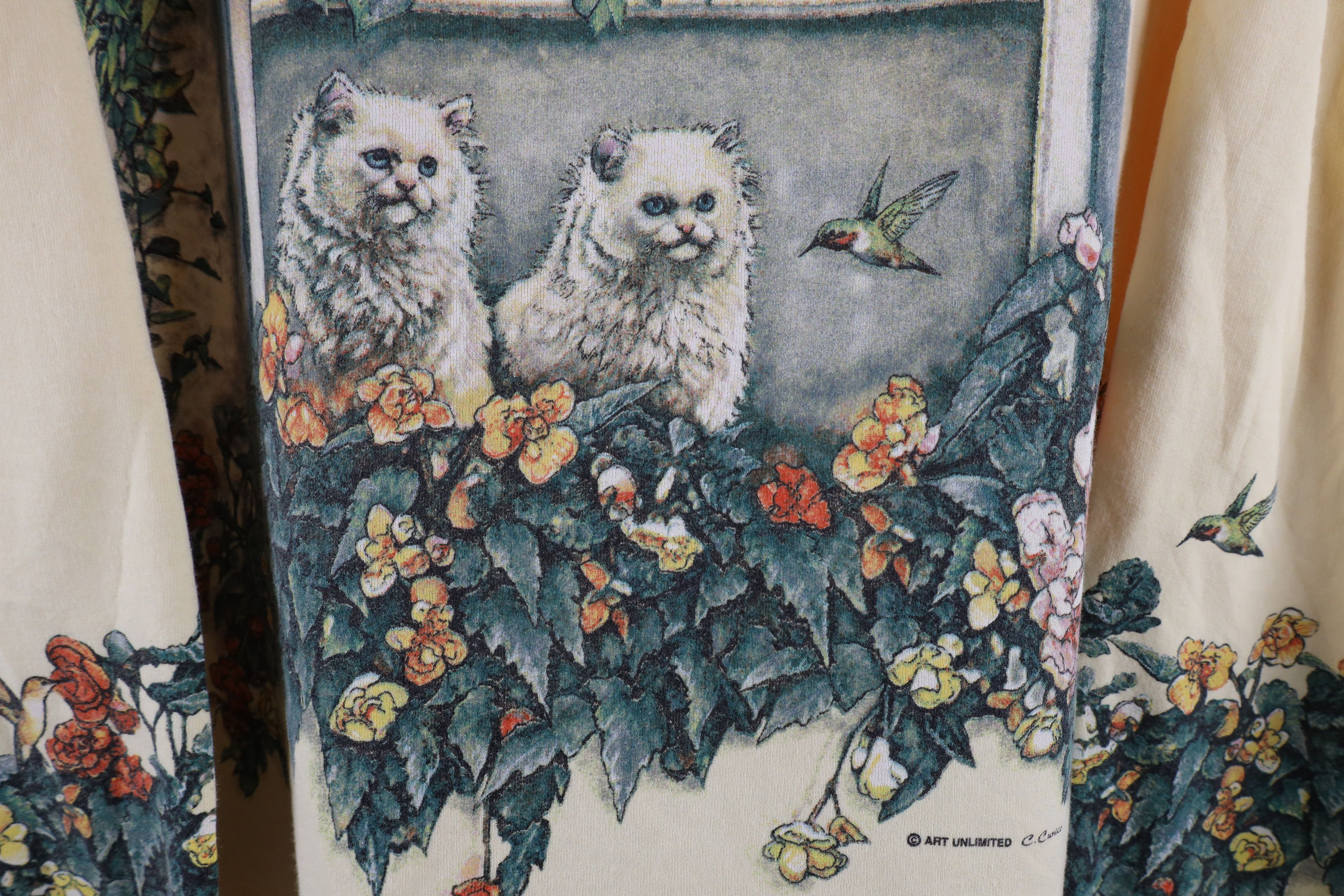 Vintage Vintage 90s Art Unlimited Cat Nature Collared Sweatshirt Size XL / US 12-14 / IT 48-50 - 4 Thumbnail