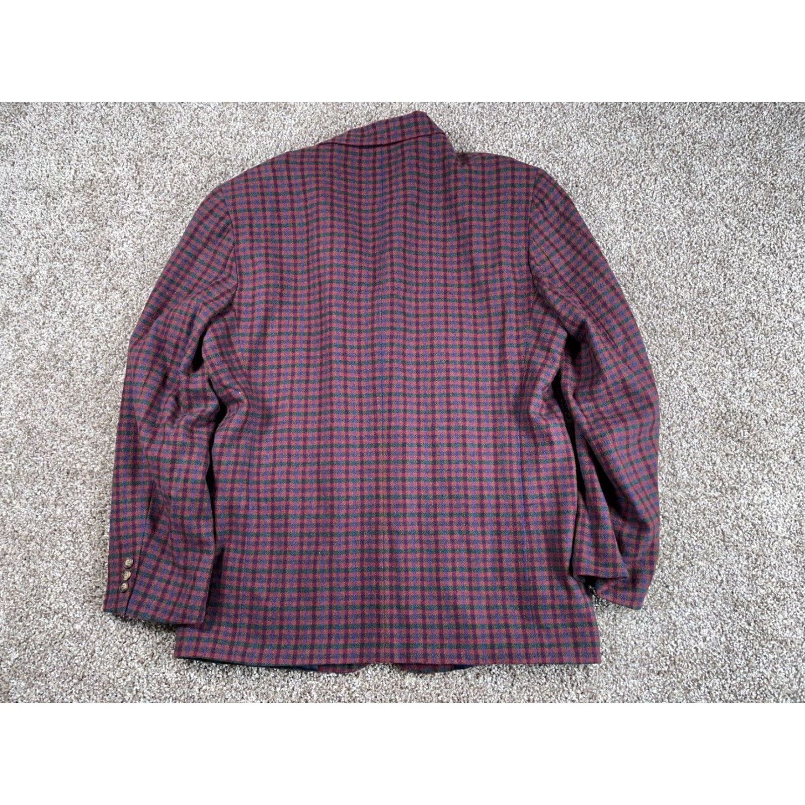 Gap VTG GAP Wool 3 Button Blazer Men’s Medium Red Green Blue Plaid Check Preppy Size 40R - 3 Thumbnail