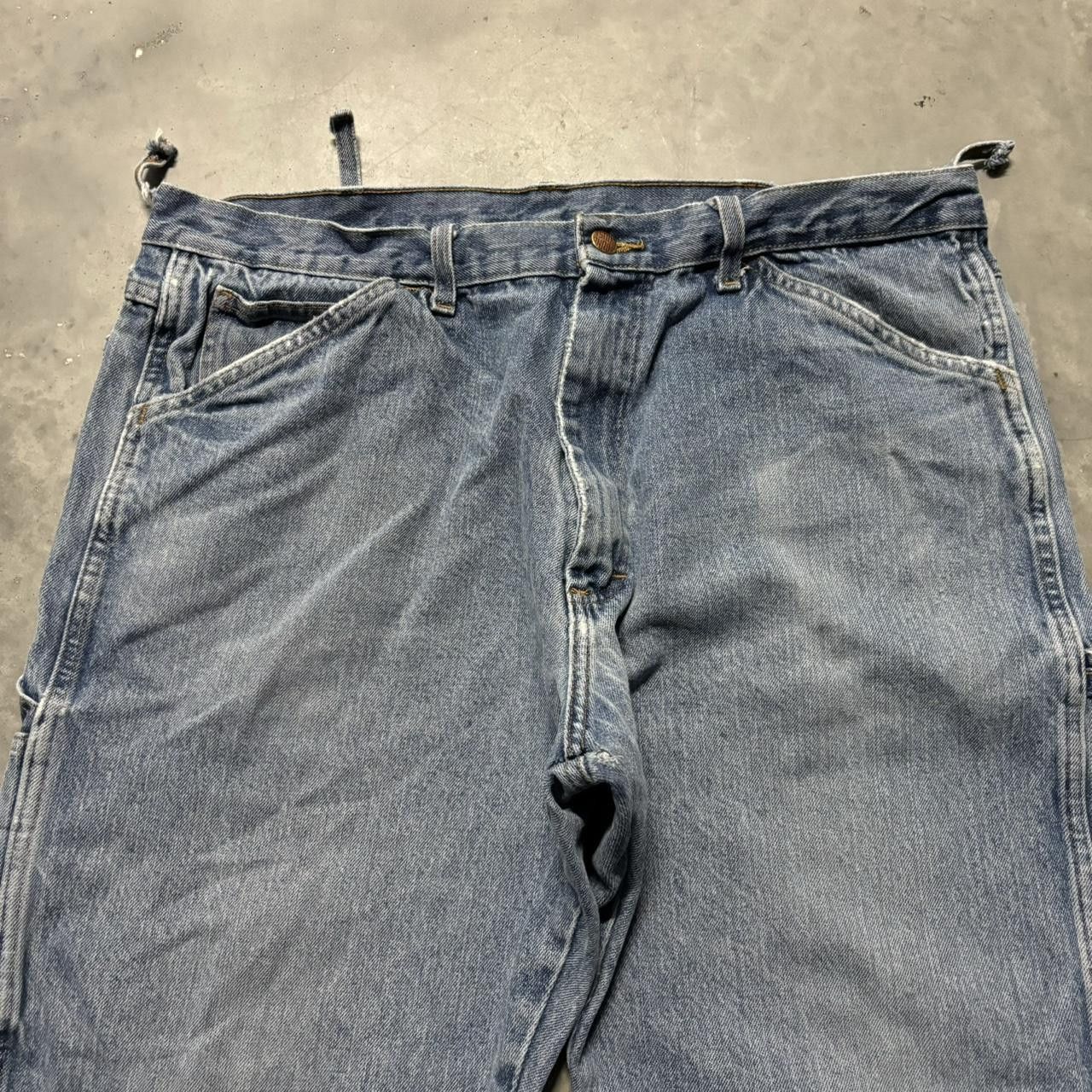 Japanese Brand × Vintage Crazy Vintage Y2K/2000s Baggy Light Wash Distressed Skater Carpenter Denim Jeans! Size US 38 / EU 54 - 5 Thumbnail
