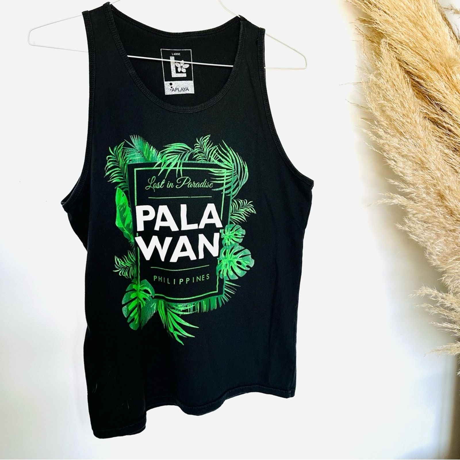 Nordstrom UNISEX PALA WAN Black White Green Tropical Print Tank Top Size US L / EU 52-54 / 3 - 2 Thumbnail