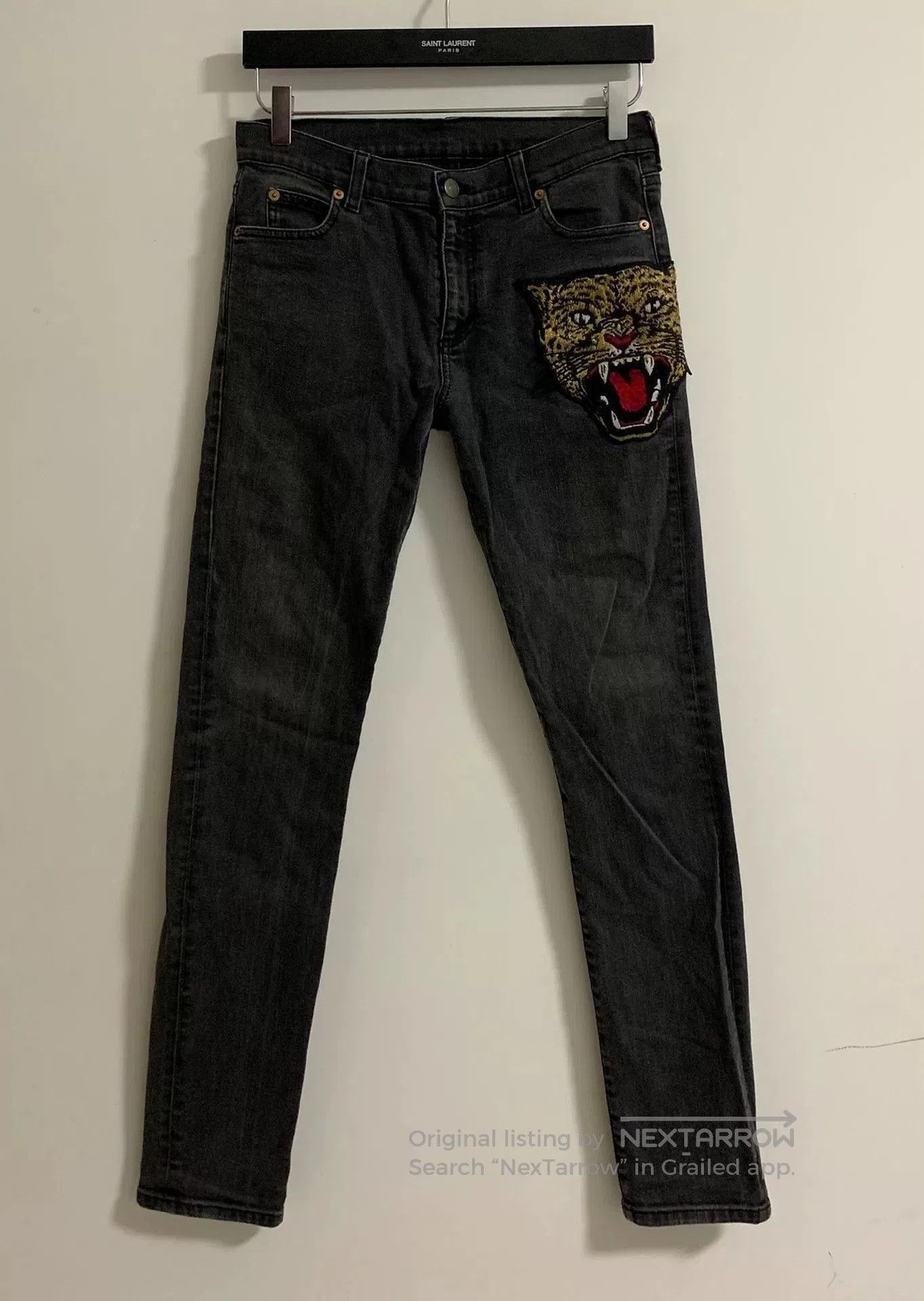 Gucci Gucci Gray Tiger Embroidered Denim Pants. Size US 28 / EU 44 - 1 Thumbnail
