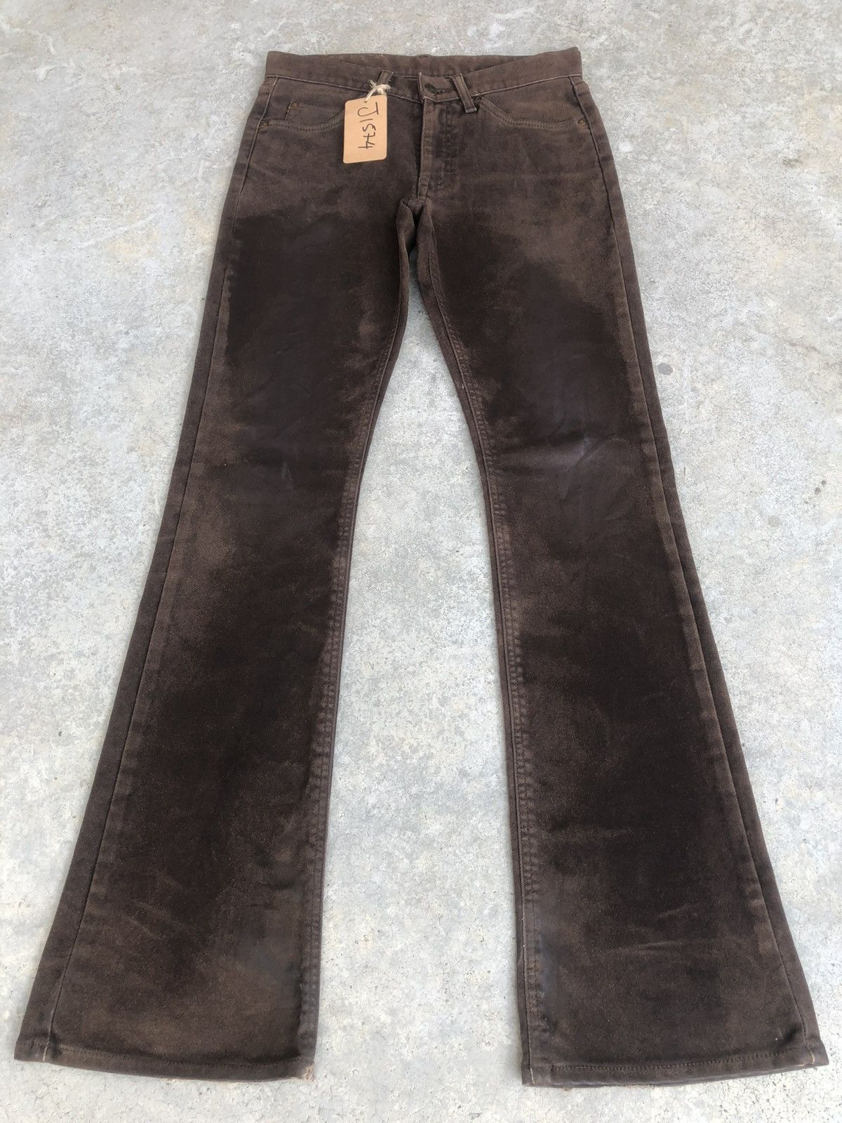 If Six Was Nine Vintage Lee Flared Jeans Distressed Leather Cowhide Size US 29 - 1 Thumbnail