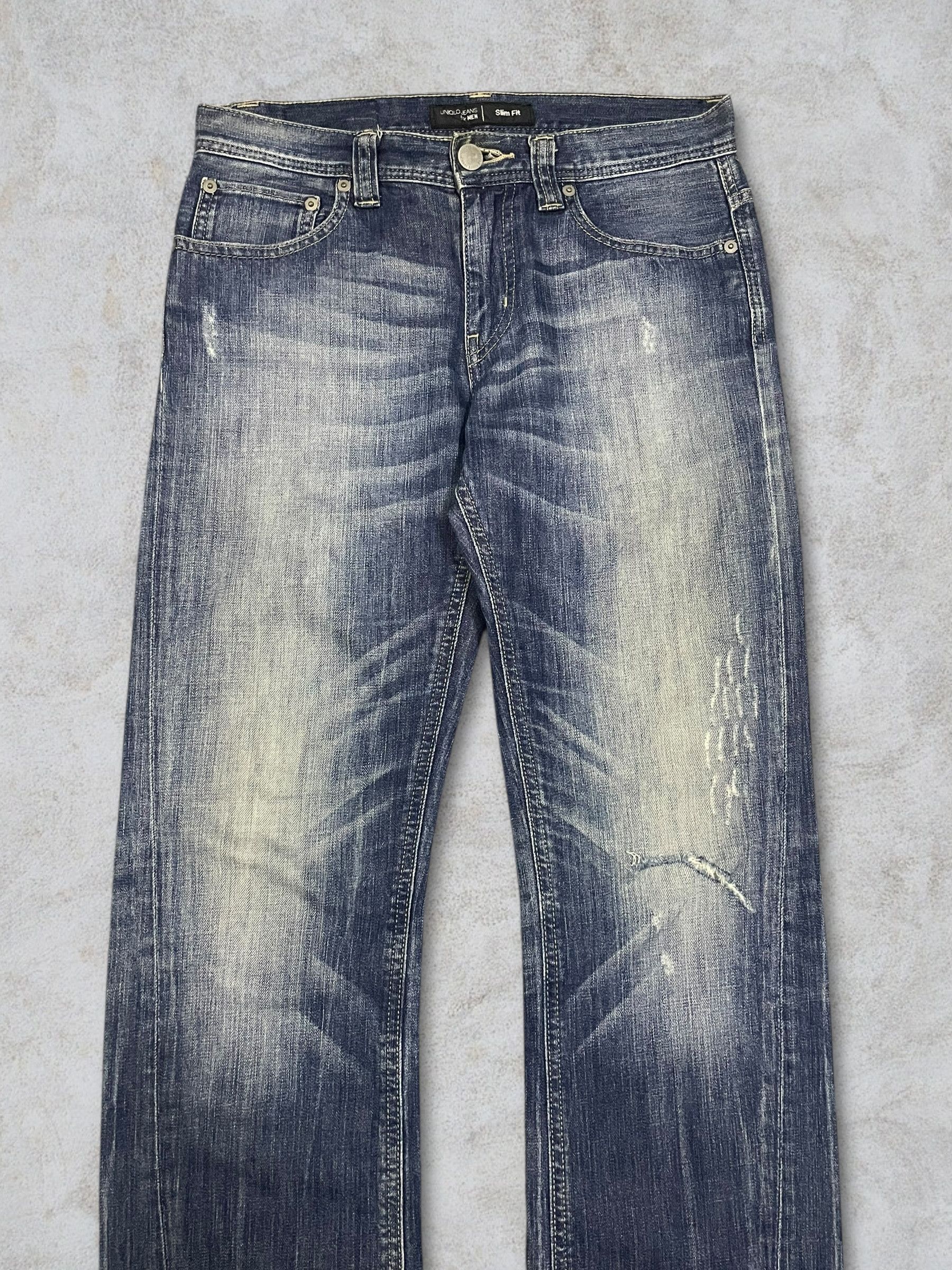 Undercover × Uniqlo Vintage Y2K Uniqlo Twisted Scratch Ripped Washed Men’s Jeans Size US 29 - 2 Thumbnail