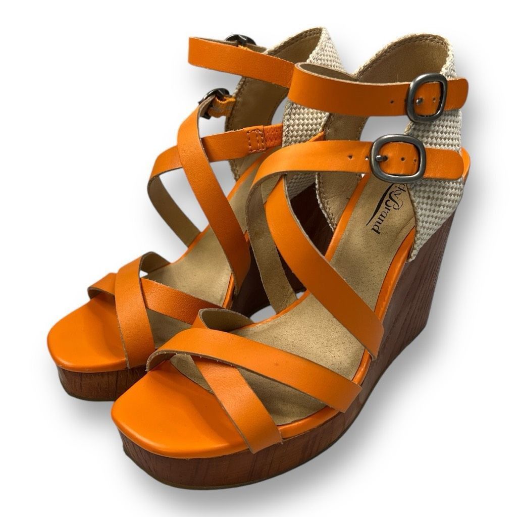 Lucky Brand Lucky Brand Orange Wedge Sandals Size 7.5 Size US 7.5 / IT 37.5 - 1 Thumbnail