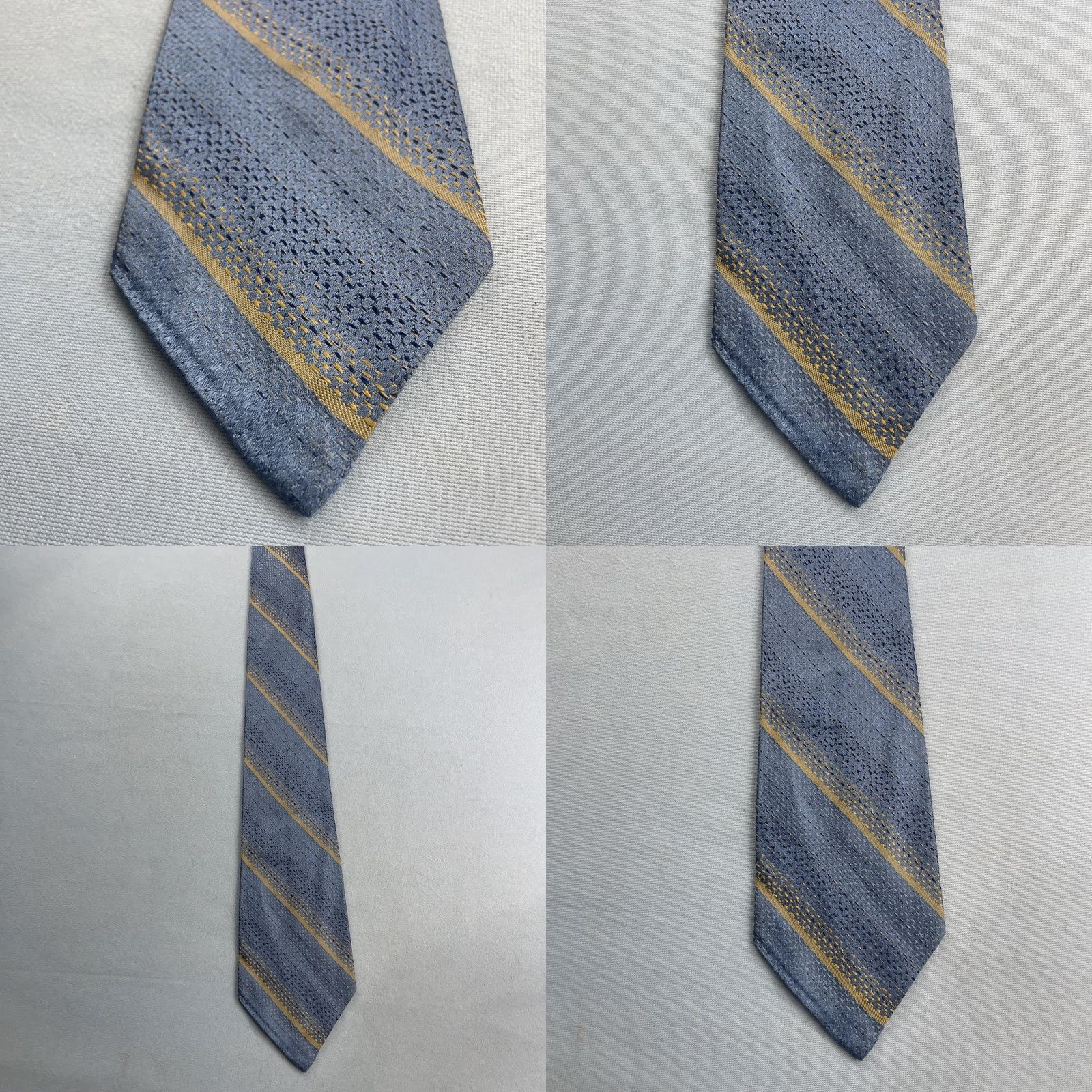Vintage Vintage Woven Neck Tie vtg 60s 70s Repp striped Blue Yellow Textured 4x58 Capsule Necktie Size ONE SIZE - 9 Thumbnail