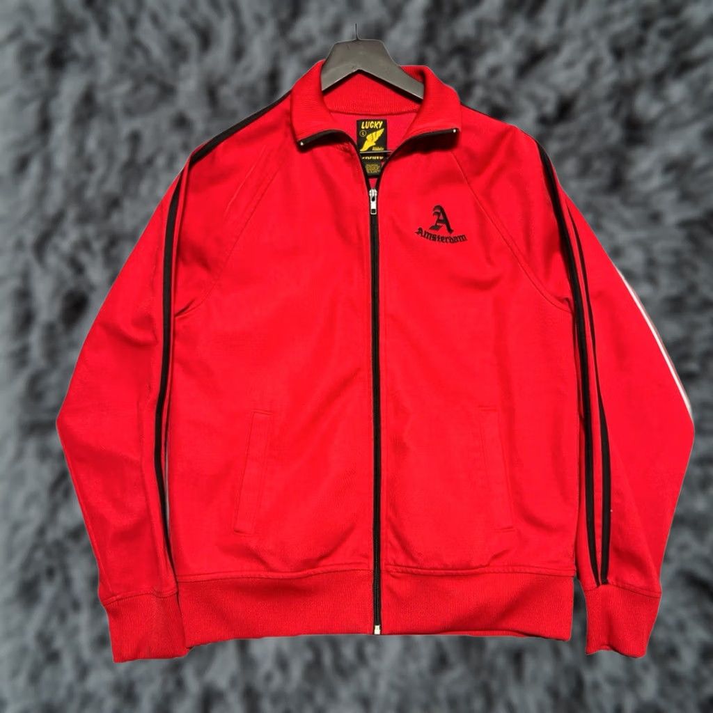 J Brand Lucky Track Jacket Mens L Red Amsterdam Full Zip Sport Size US L / EU 52-54 / 3 - 1 Thumbnail