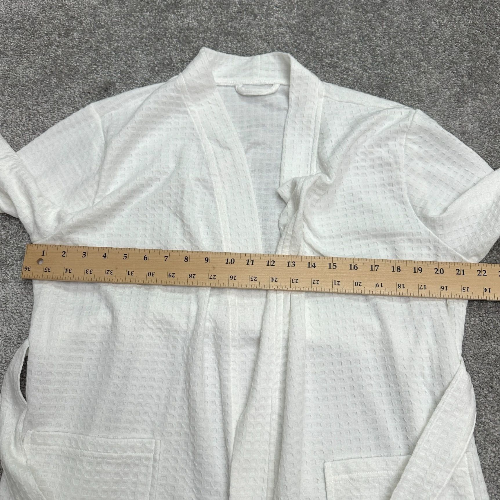 Vintage Oeko Tex Standard 100 Bath Robe Kimono Womens Medium White Long Belted Pockets Size ONE SIZE - 7 Thumbnail
