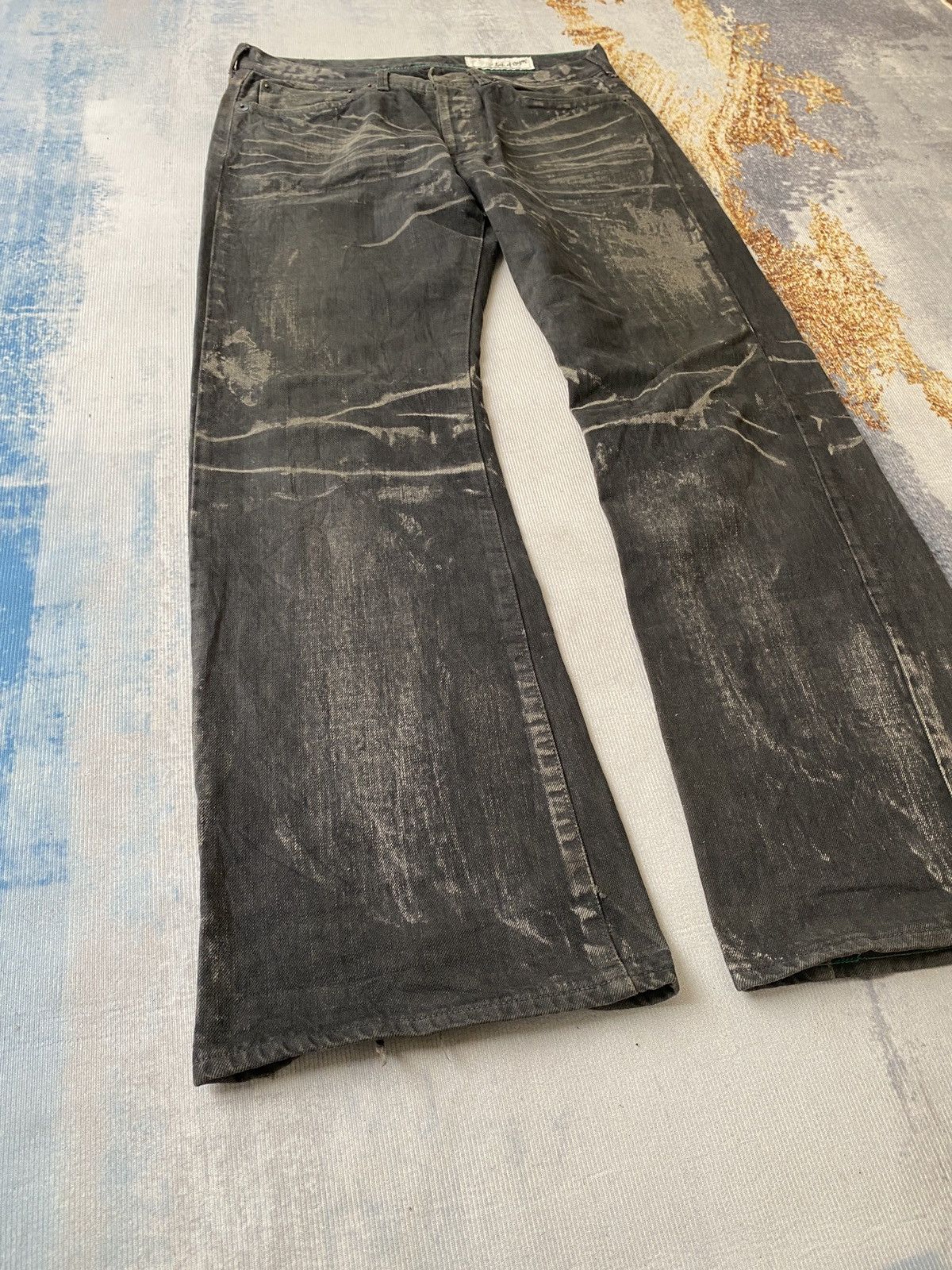 If Six Was Nine Flared Baggy Soul Of Freedom Waxed Denim Size US 33 - 7 Thumbnail