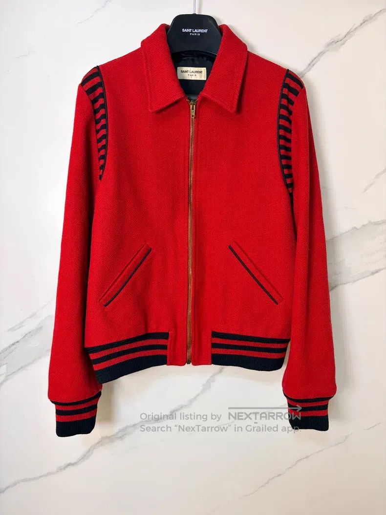 Saint Laurent Paris Saint Laurent Paris Red Zebra Print羊毛 Baseball Jacket Size US M / EU 48-50 / 2 - 1 Thumbnail