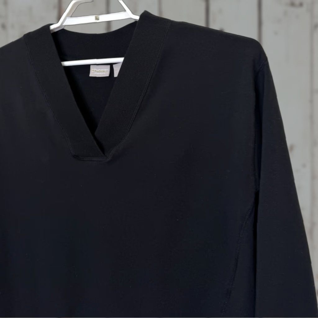 Vintage VINTAGE Chico's Zenergy Pullover T-Shirt Top Womens M Black V-Neck Long Sleeve Stretch Shirt Size M / US 6-8 / IT 42-44 - 1 Thumbnail
