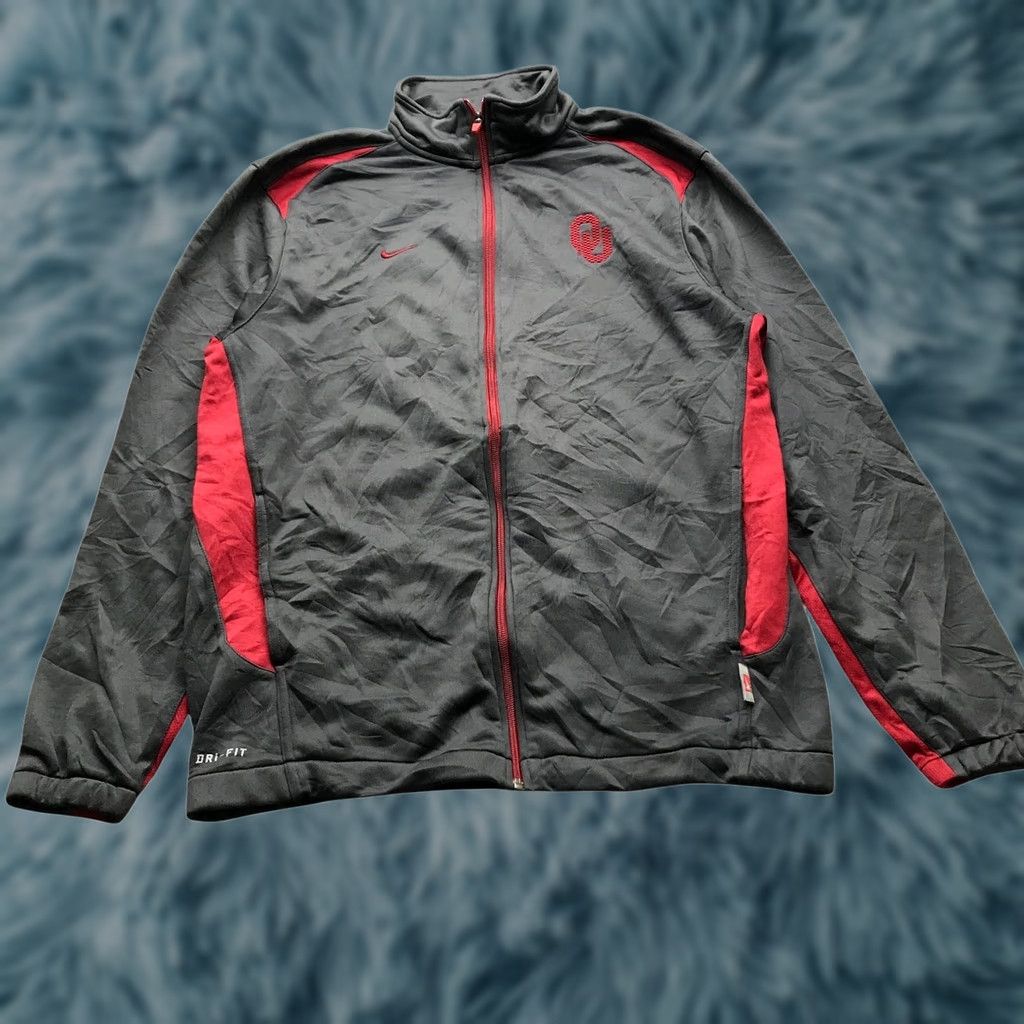 Nike VINTAGE? Oklahoma Sooners Nike Dri Fit Track Jacket Mens M Long Sleeve Gray Red Size US M / EU 48-50 / 2 - 1 Thumbnail