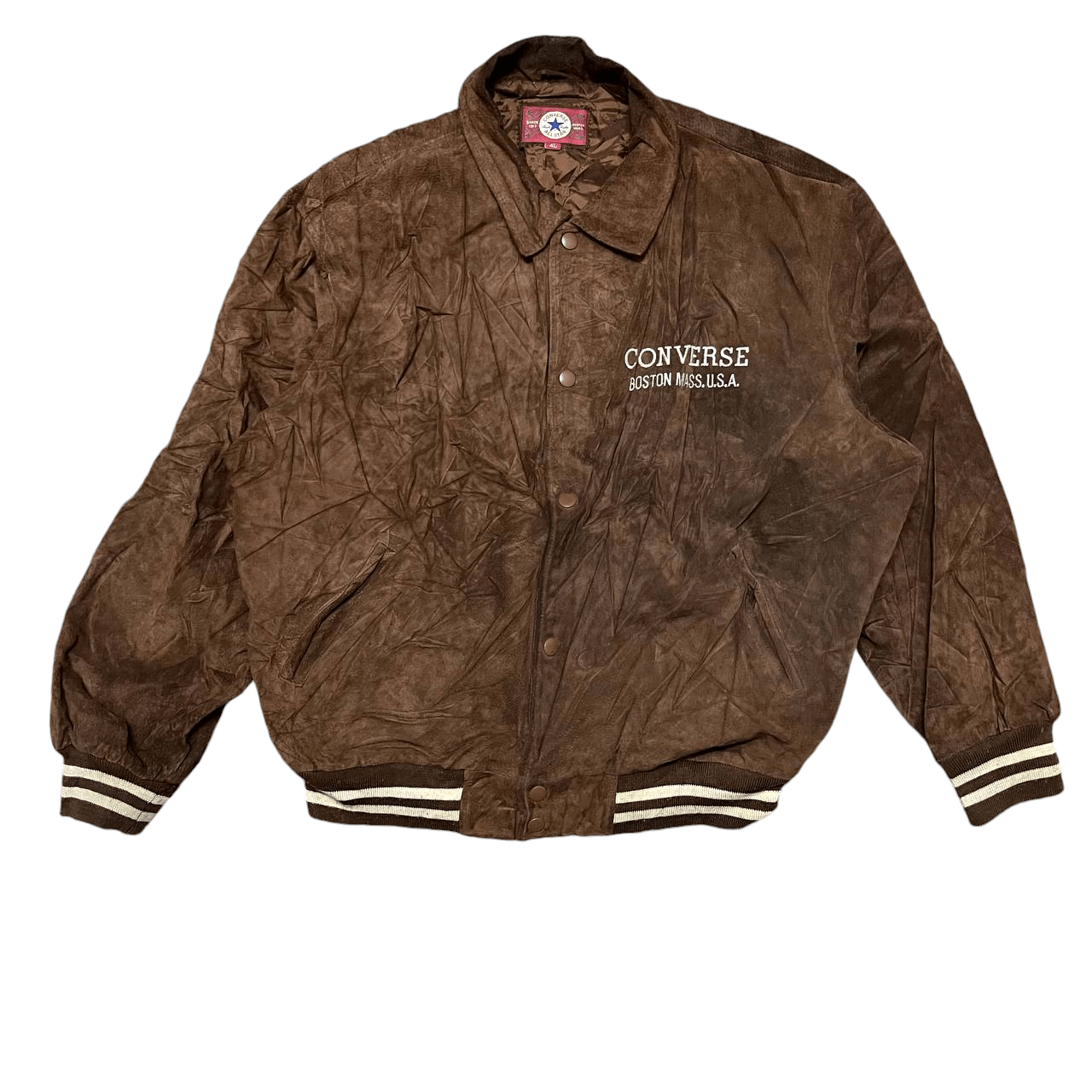 Converse Vintage 90's Converse Embroidery Leather Bomber Jacket Size US XXL / EU 58 / 5 - 3 Thumbnail