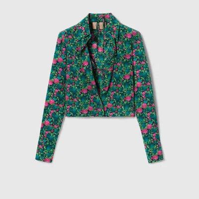 oc11z1125 Floral Print Shirt and Bra Set in Multicolor