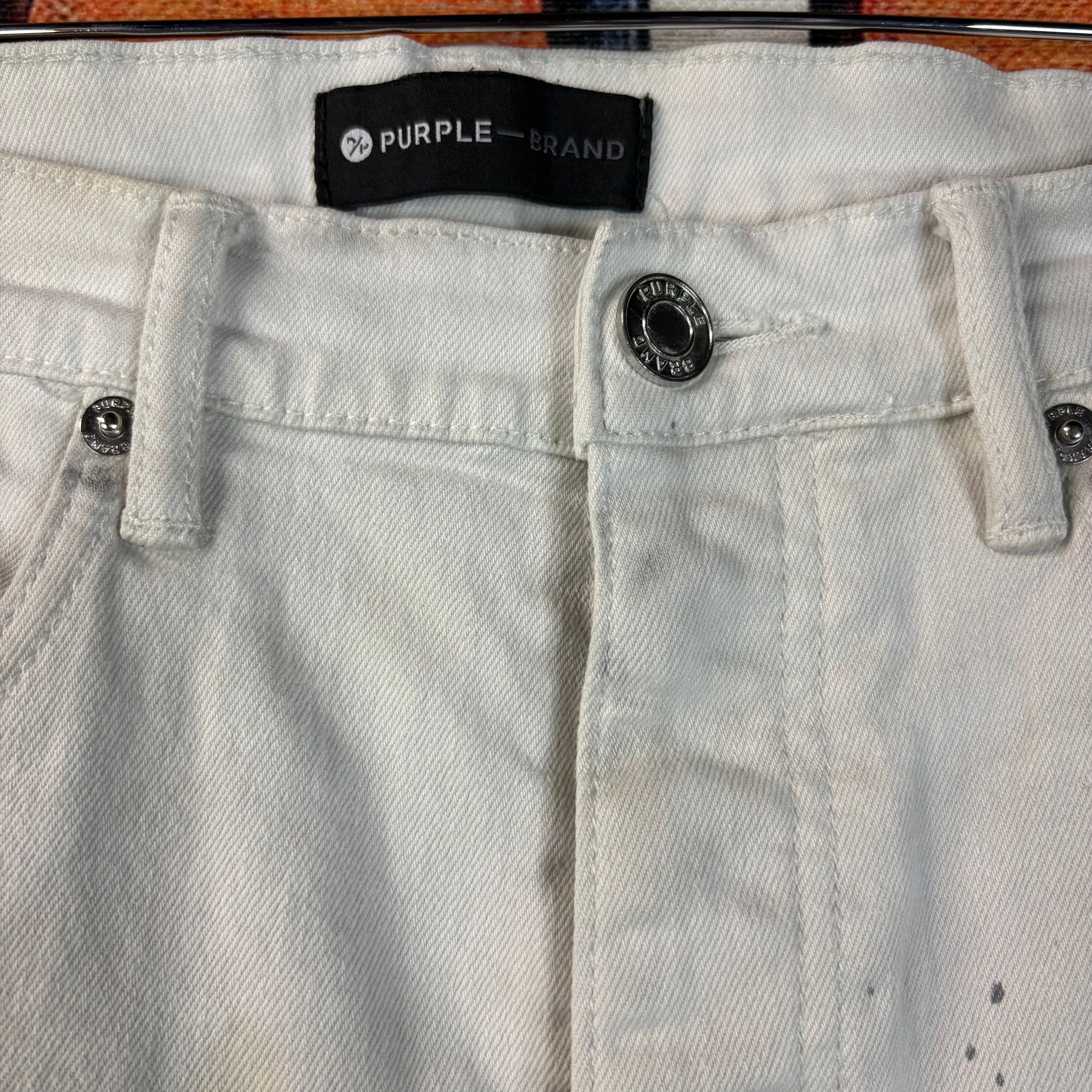 Purple Brand Purple Brand Painted White Denim Jeans Size 33" Size US 33 - 2 Thumbnail