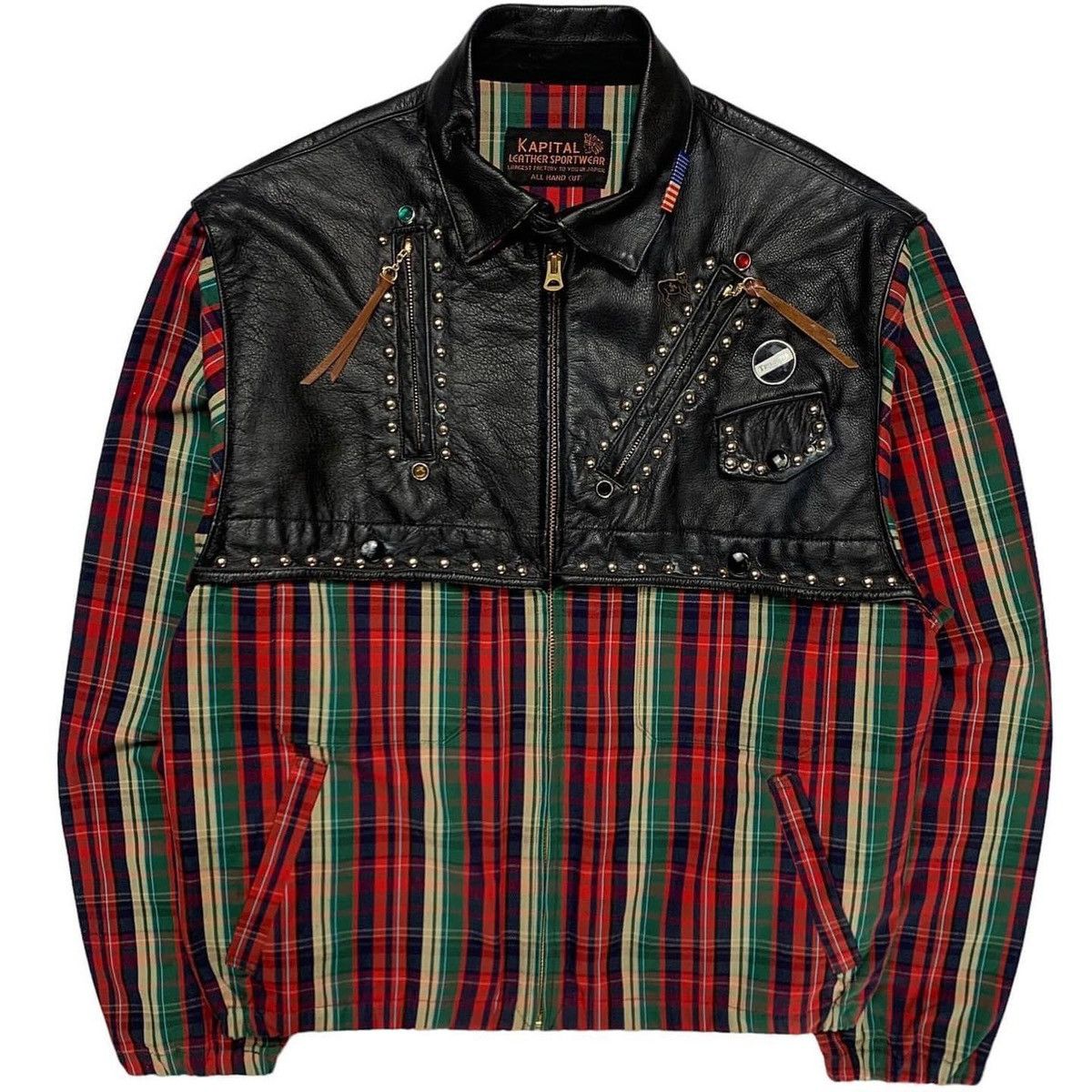 image of Kapital S/s18 Kountry Leather Check Blouzon Navajo in Black, Men's (Size 2XL)