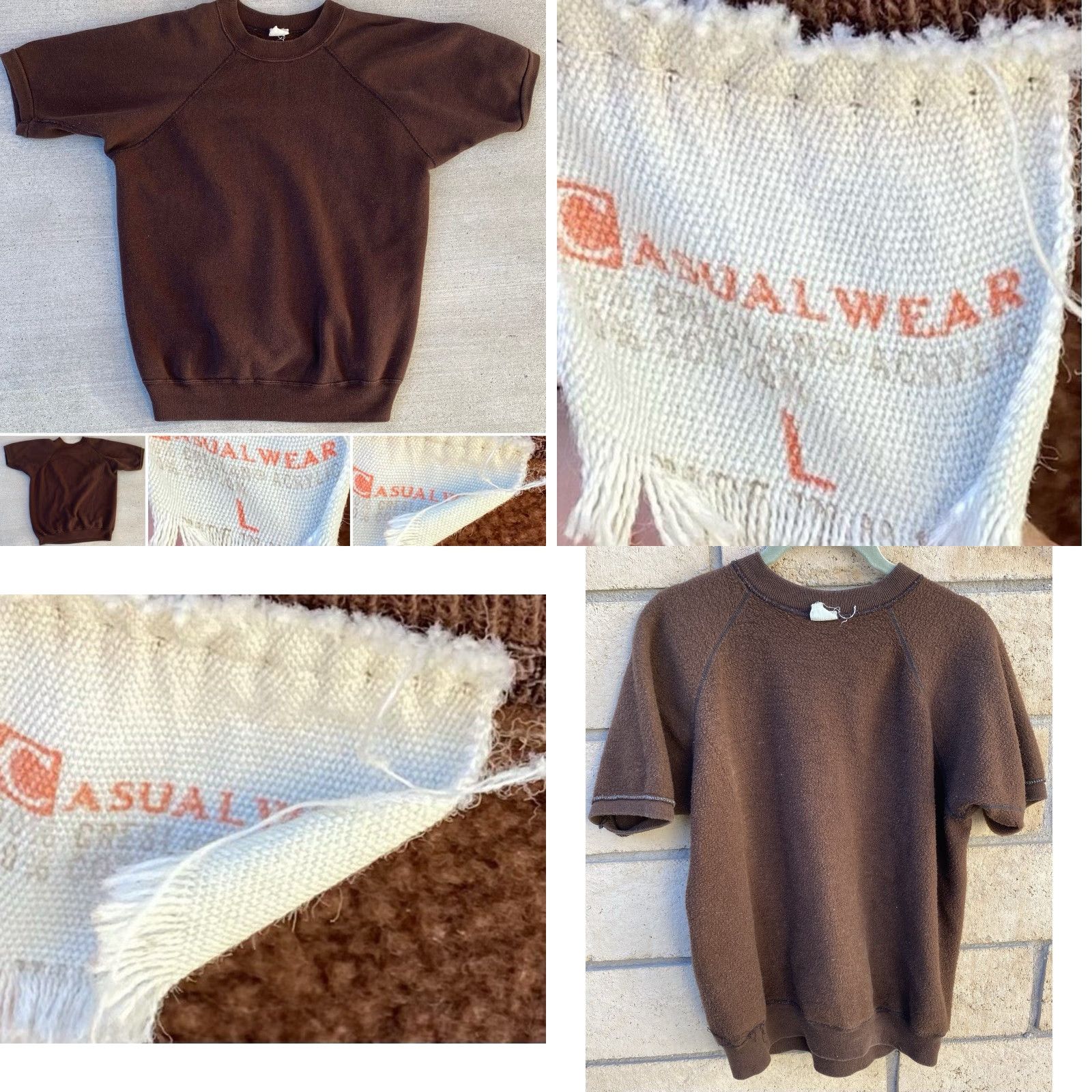 Vintage VINTAGE Casual Wear Creslan Acrylic Cotton Brown Short Sleeve Raglan Sweatshirt Shirt Men L Brown Pullover Raglan Vintage Sweatshirt Size US L / EU 52-54 / 3 - 8 Thumbnail