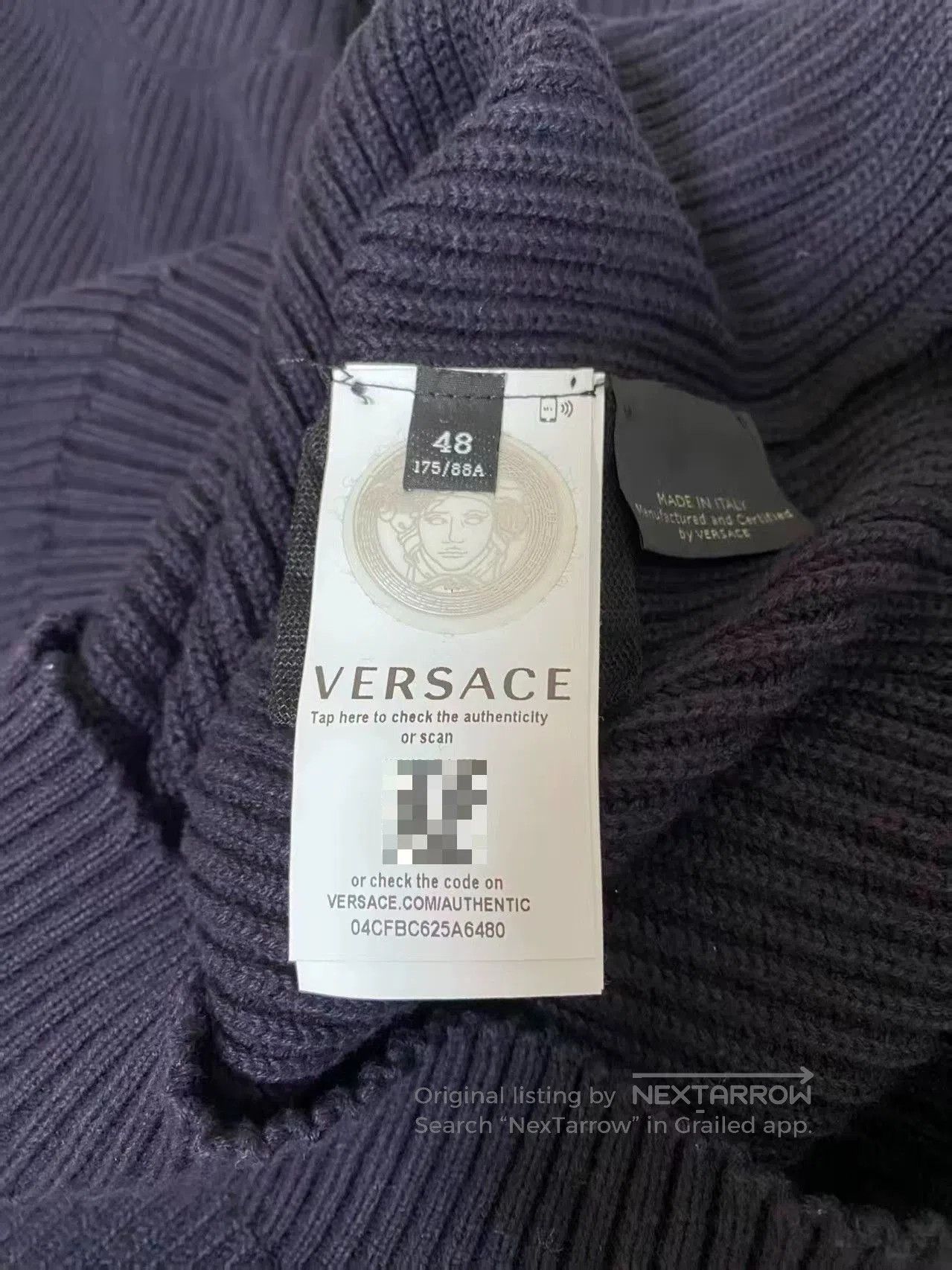 Versace versace knitted sweater in navy and red. Size US L / EU 52-54 / 3 - 4 Thumbnail