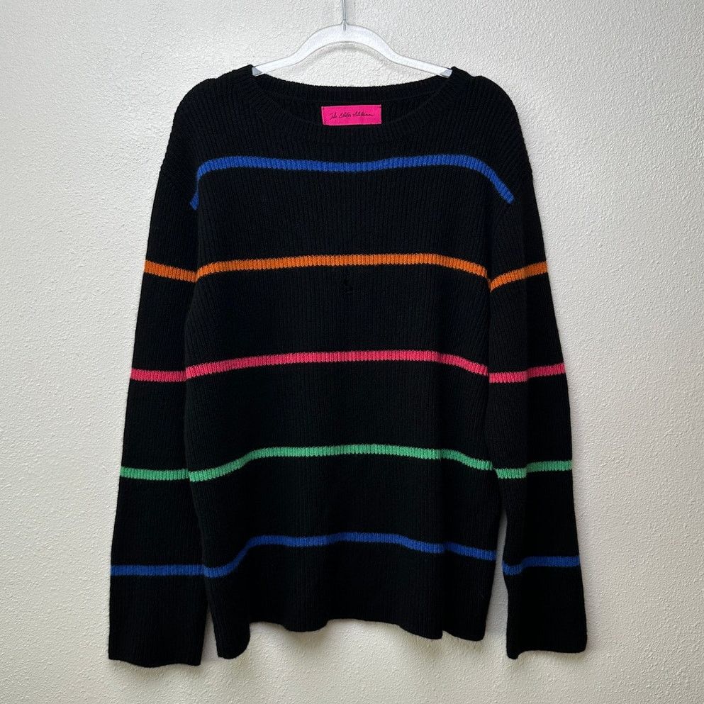 Other The Elder Statesman Black Multicolor Stripe Cashmere Sweater Size M / US 6-8 / IT 42-44 - 2 Thumbnail