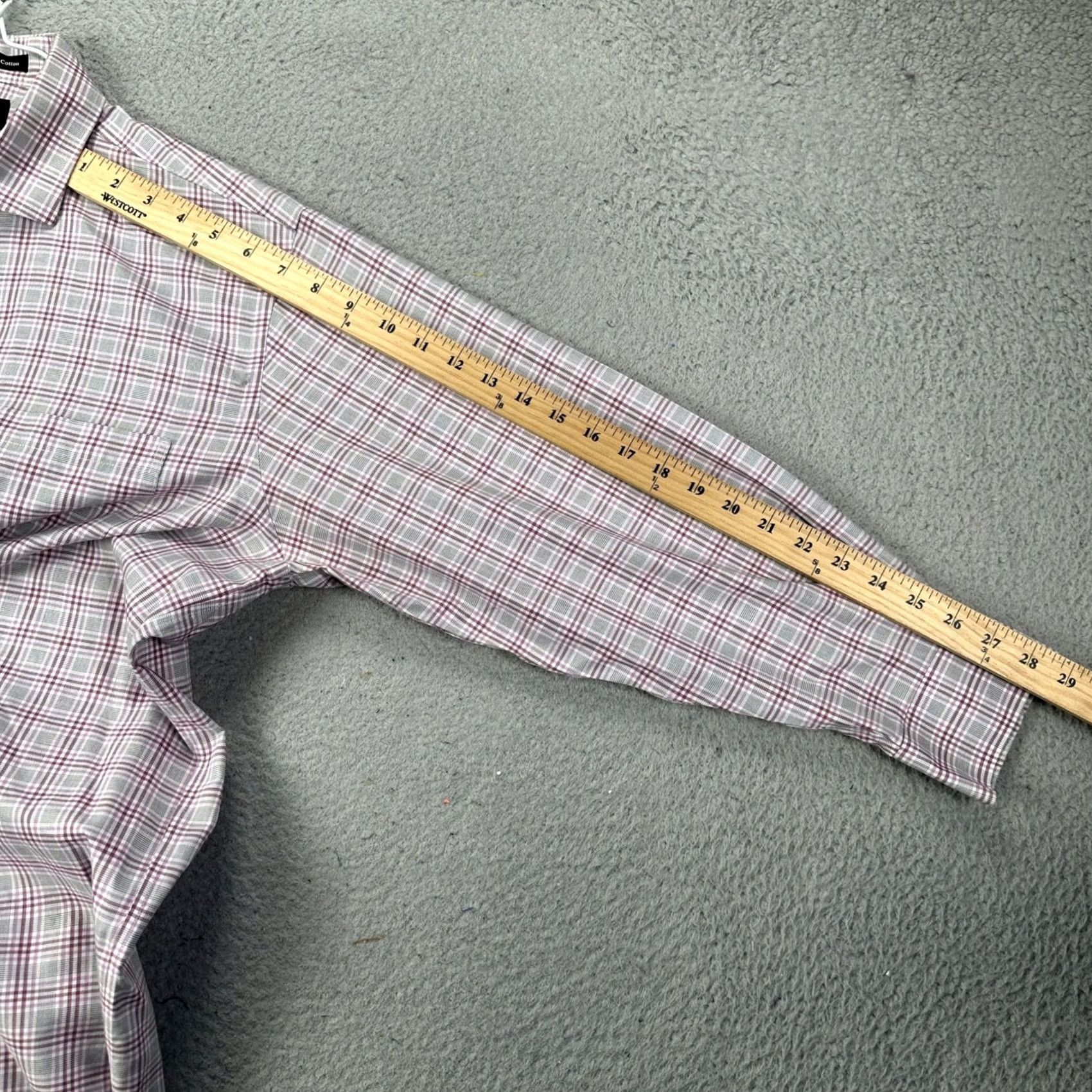 Pinko Paul Fredrick Shirt Mens 16.5 Dress Gray Pink Classic Fit Plaid Button Up EUC Size 46R - 7 Thumbnail