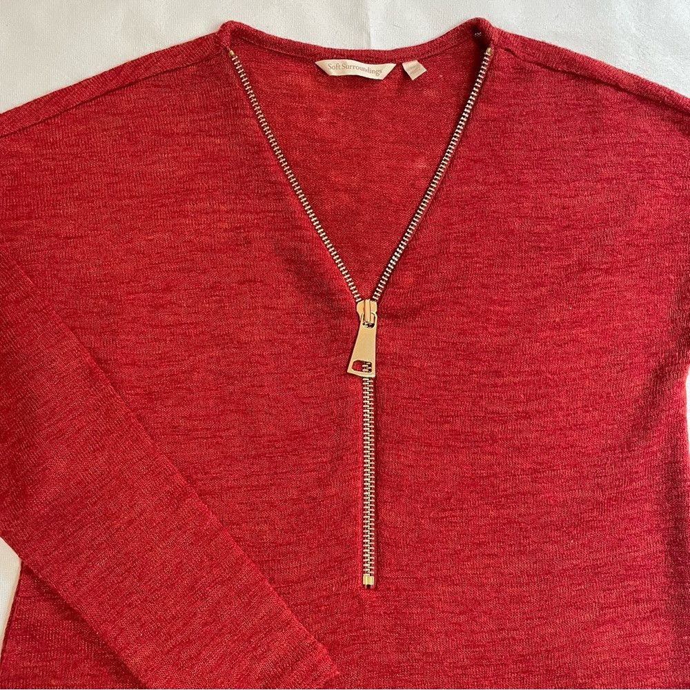 Other Soft Surroundings Valentina Zip Red Sweater Size XS Size XS / US 0-2 / IT 36-38 - 6 Thumbnail