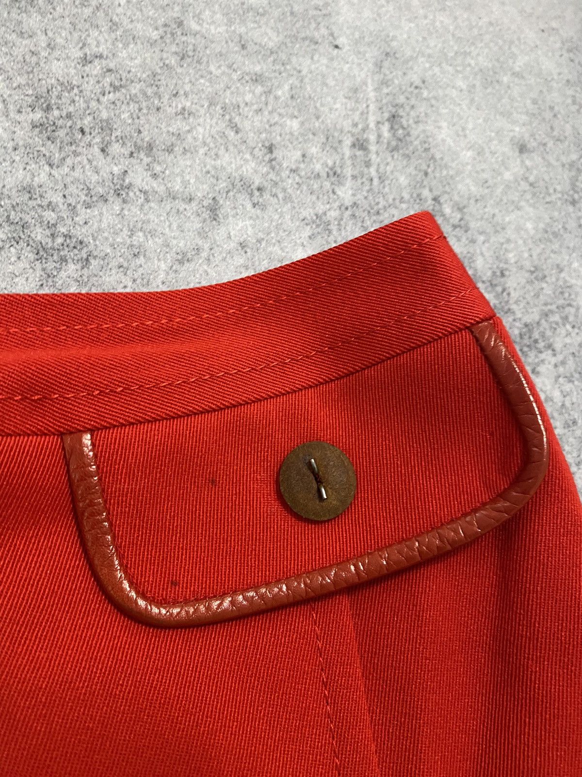 Celine × Vintage Vintage 90s Celine Red Wool Midi Skirt Size 32" / US 10 / IT 46 - 6 Thumbnail