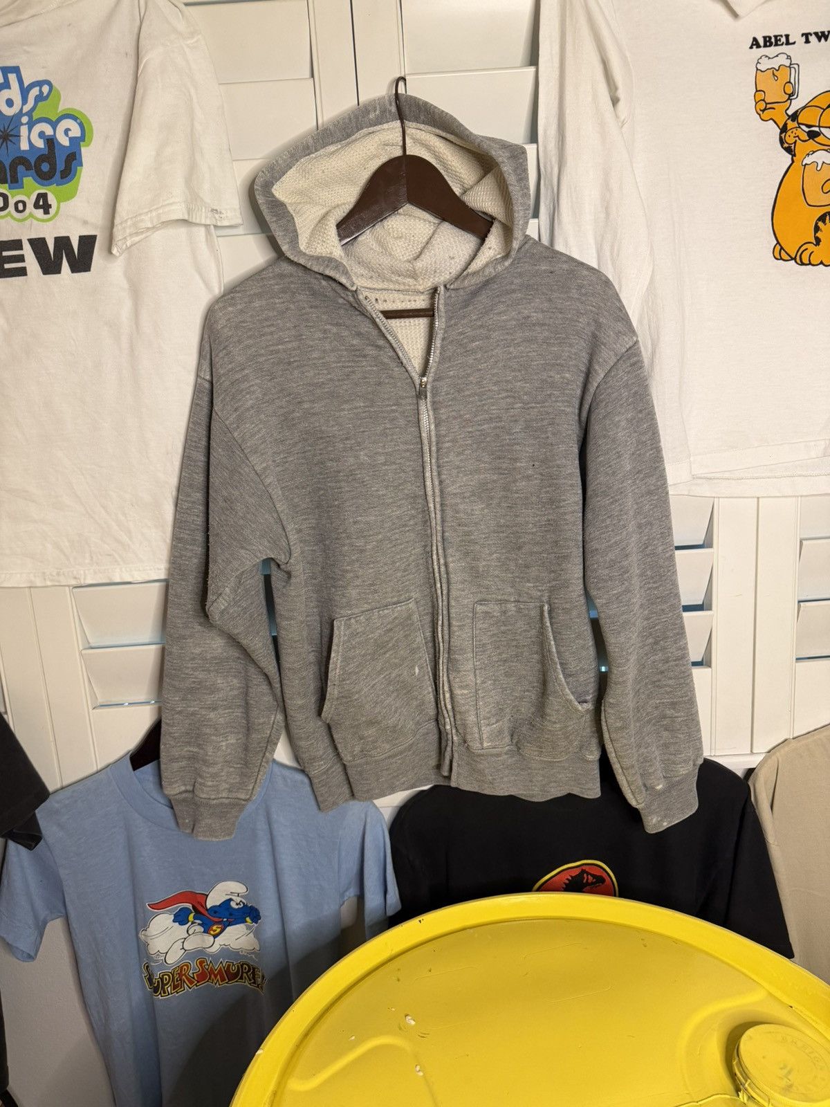 Vintage 1950s grey thermal lined zipup distressed hoodie Size US M / EU 48-50 / 2 - 2 Thumbnail