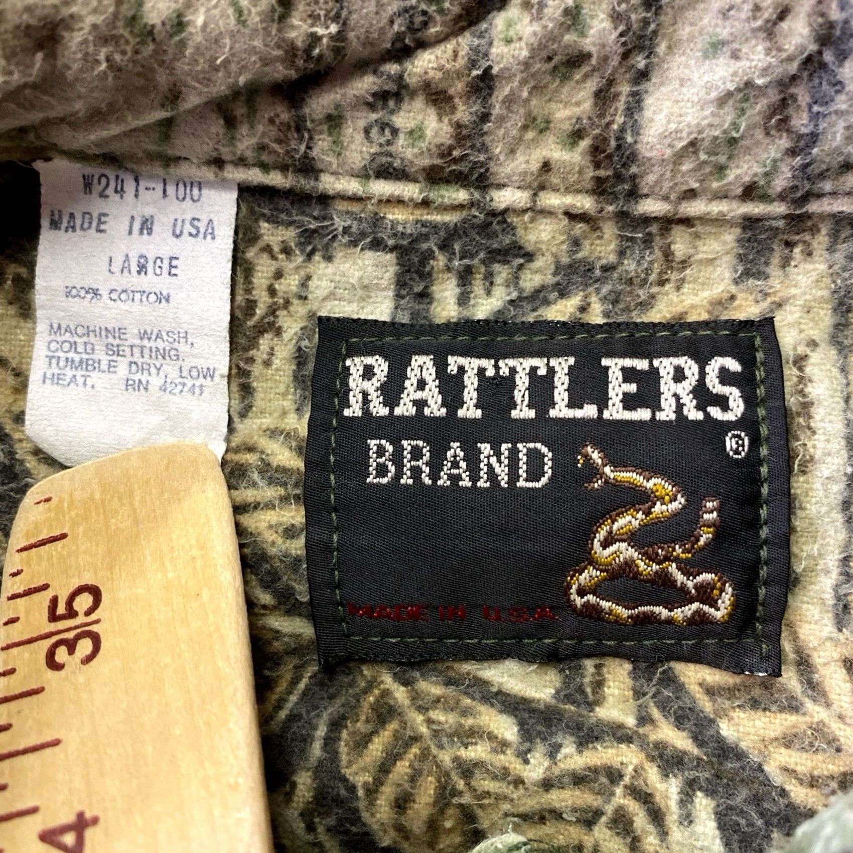J Brand VINTAGE Rattlers Brand Shirt Mens L Camouflage Flannel Chamois Cotton Button-Up 90s Grunge US Made Size US L / EU 52-54 / 3 - 3 Thumbnail