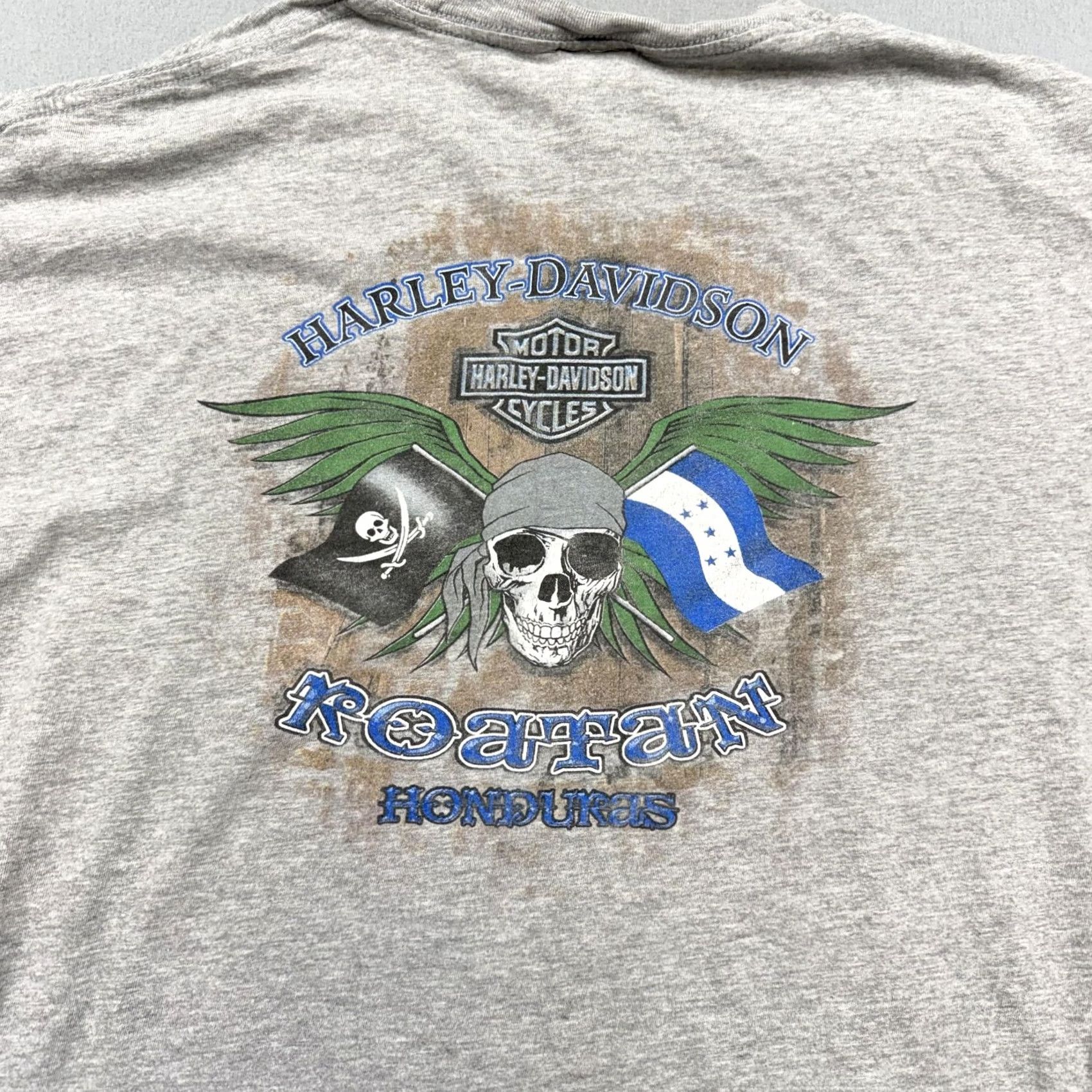 Harley Davidson Harley-Davidson Shirt Mens XL Gray Roatan Honduras Skull Pirate Graphic Tee Size US XL / EU 56 / 4 - 6 Thumbnail