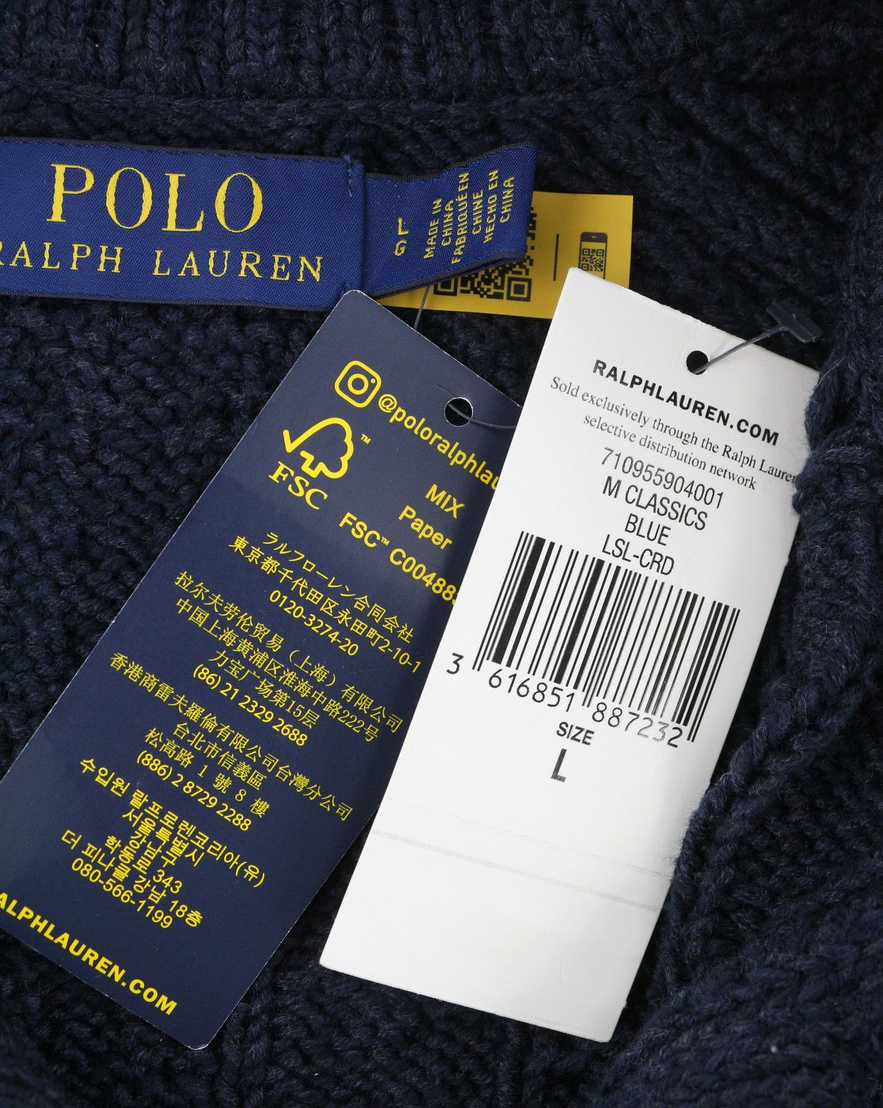 Ralph Lauren Dark Blue L Cable Knit Button Cardigan 86942 Size US L / EU 52-54 / 3 - 8 Thumbnail