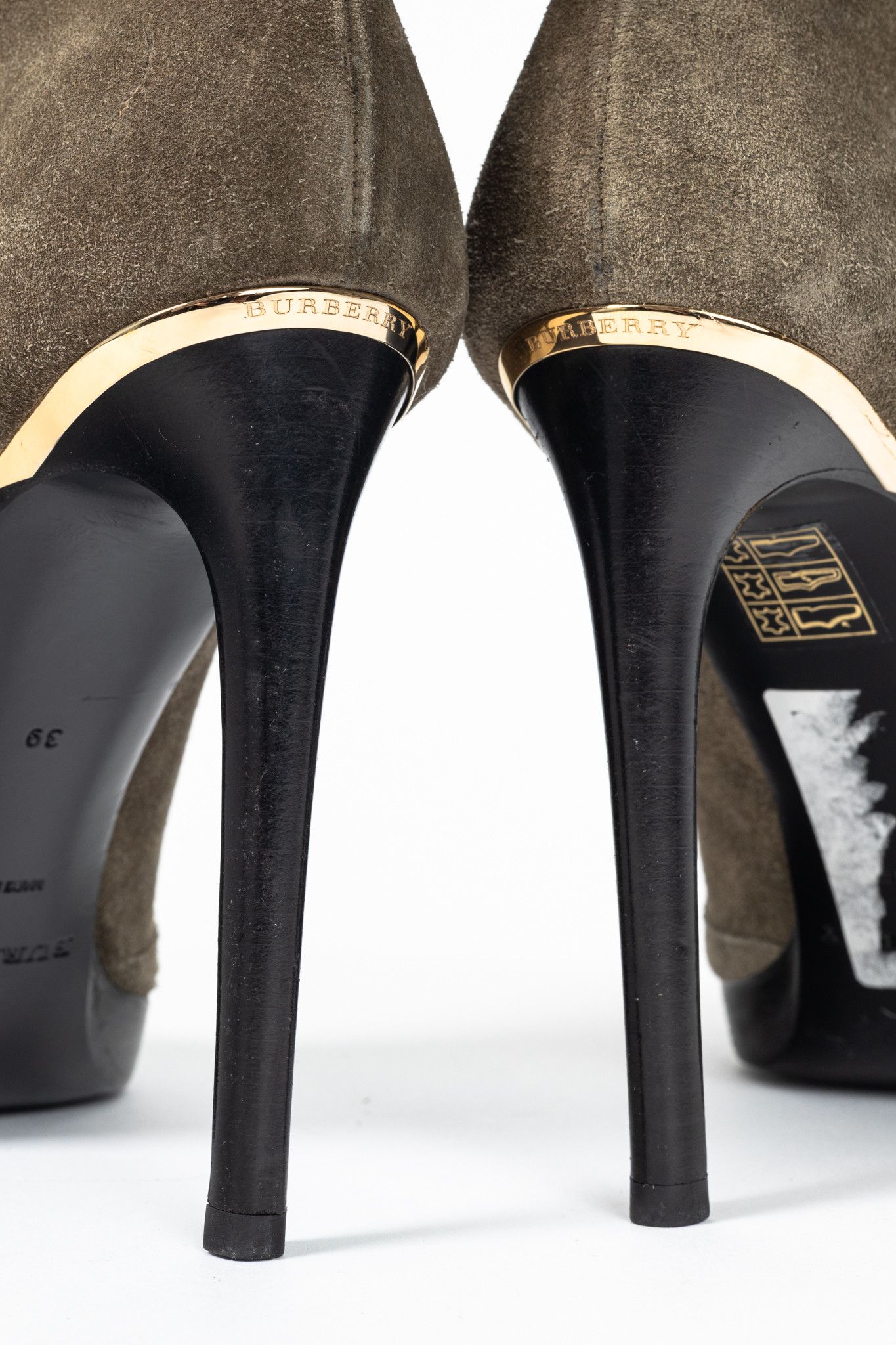 Burberry Burberry Pelling Khaki Suede Fringe Peep-Toe Booties Size US 8.5 / IT 38.5 - 9 Thumbnail