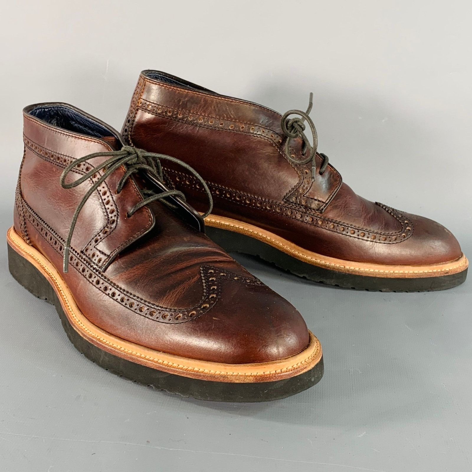 Cole Haan COLE HAAN 9.5 Brown Perforated Leather Wingtip Ankle Boots Size US 9.5 / EU 42-43 - 1 Thumbnail
