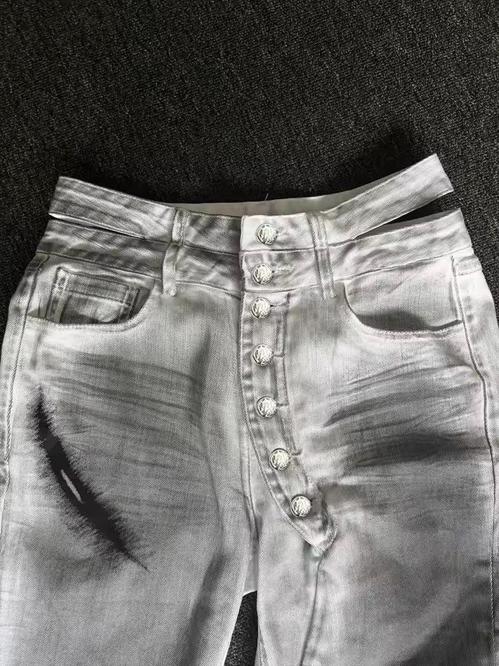 Jean Y2k style flared low waist washed jeans pants Size 28" / US 6 / IT 42 - 2 Thumbnail