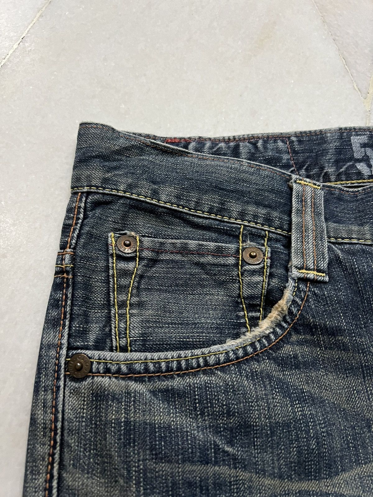 Edwin × If Six Was Nine × Le Grande Bleu (L.G.B.) 💥FLARE💥VINTAGE EDWIN 503 BLUE TRIP FLARE JEANS RARE Size US 32 / EU 48 - 6 Thumbnail