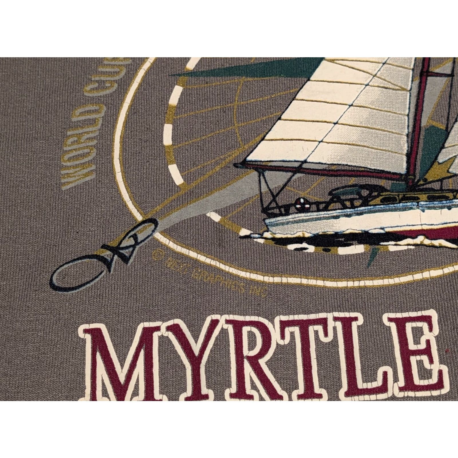Soffe Vtg Soffe Myrtle Beach World Cup Regatta Tee Shirt Made In USA Size Large Gray Size US L / EU 52-54 / 3 - 4 Thumbnail