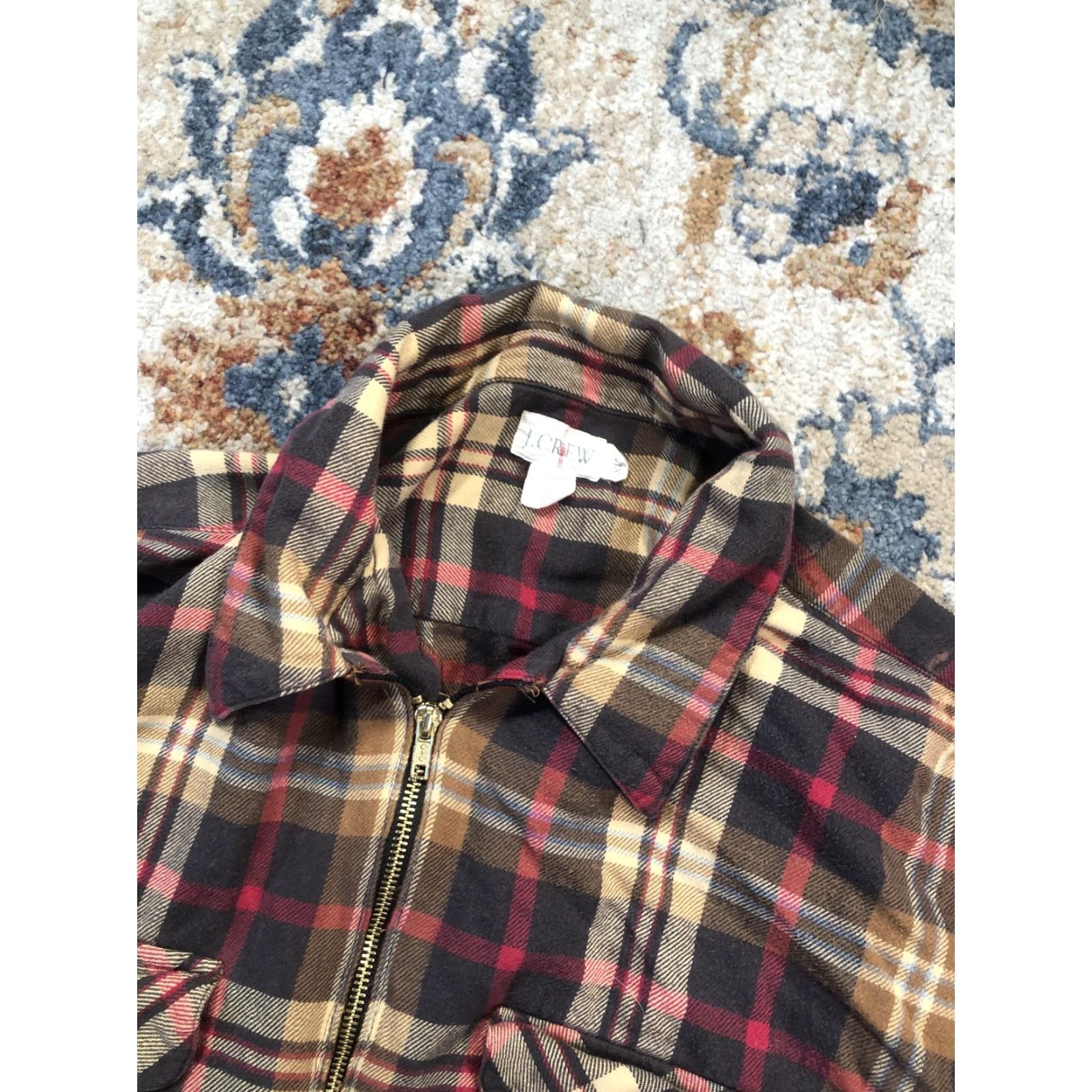 J.Crew J.Crew Oarsman Shirt Womens L Multicolor Plaid Cropped Flannel Zip Front Shacket Size L / US 10 / IT 46 - 6 Thumbnail