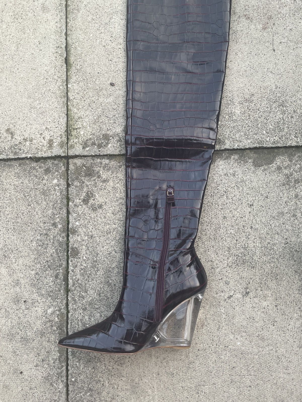 Stuart Weitzman stuart weitzman leather thigh high heels F/W22 maroon Size US 8.5 / IT 38.5 - 3 Thumbnail