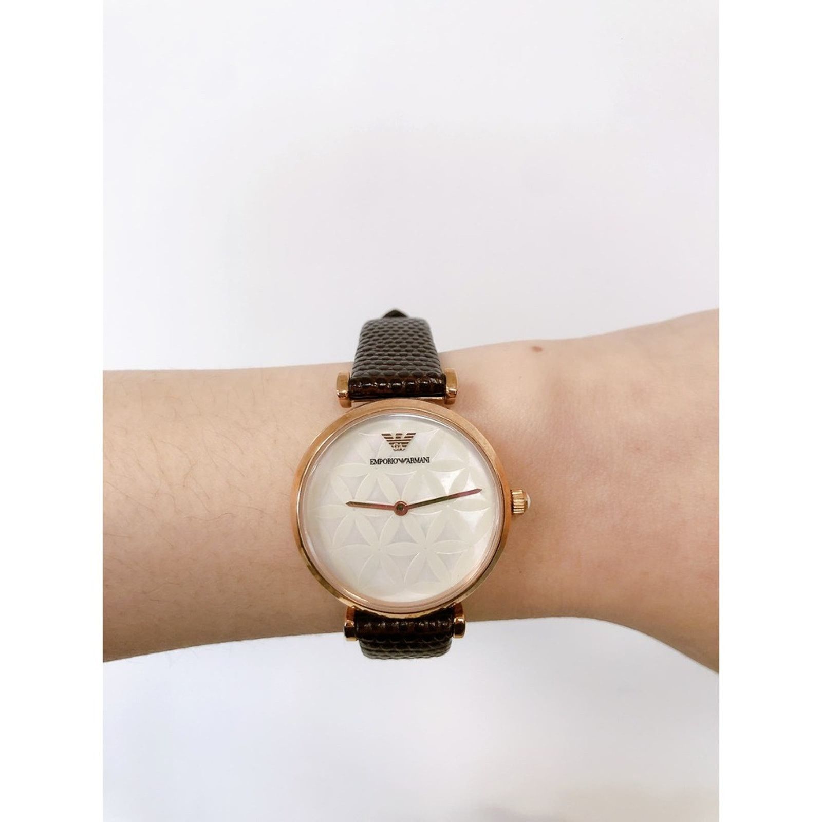 Emporio Armani Emporio Armani AR1990 Women's Two-Hand Brown Leather Watch Size ONE SIZE - 1 Thumbnail
