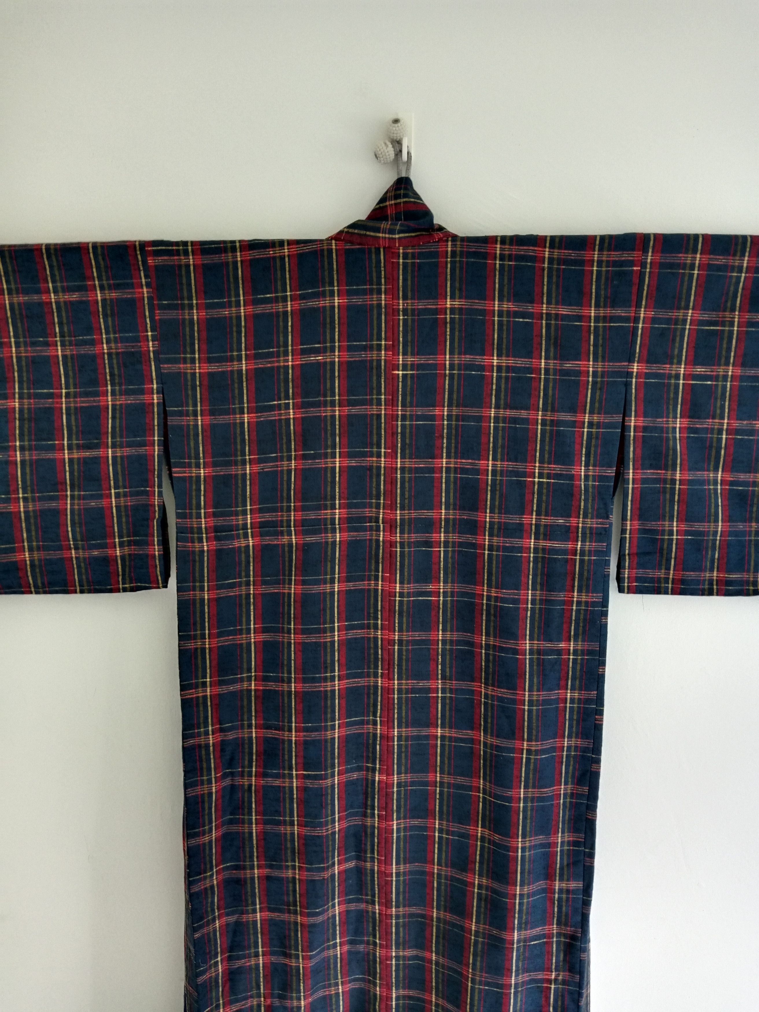 Japanese Brand Vintage Yukata Kimono Plaid Motif Cotton Kimono Robe Size US L / EU 52-54 / 3 - 4 Thumbnail
