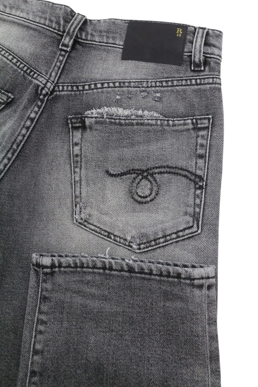 R13 BOYFRIEND 23 Vintage Grey Ripped 88188 Size 23" - 6 Thumbnail
