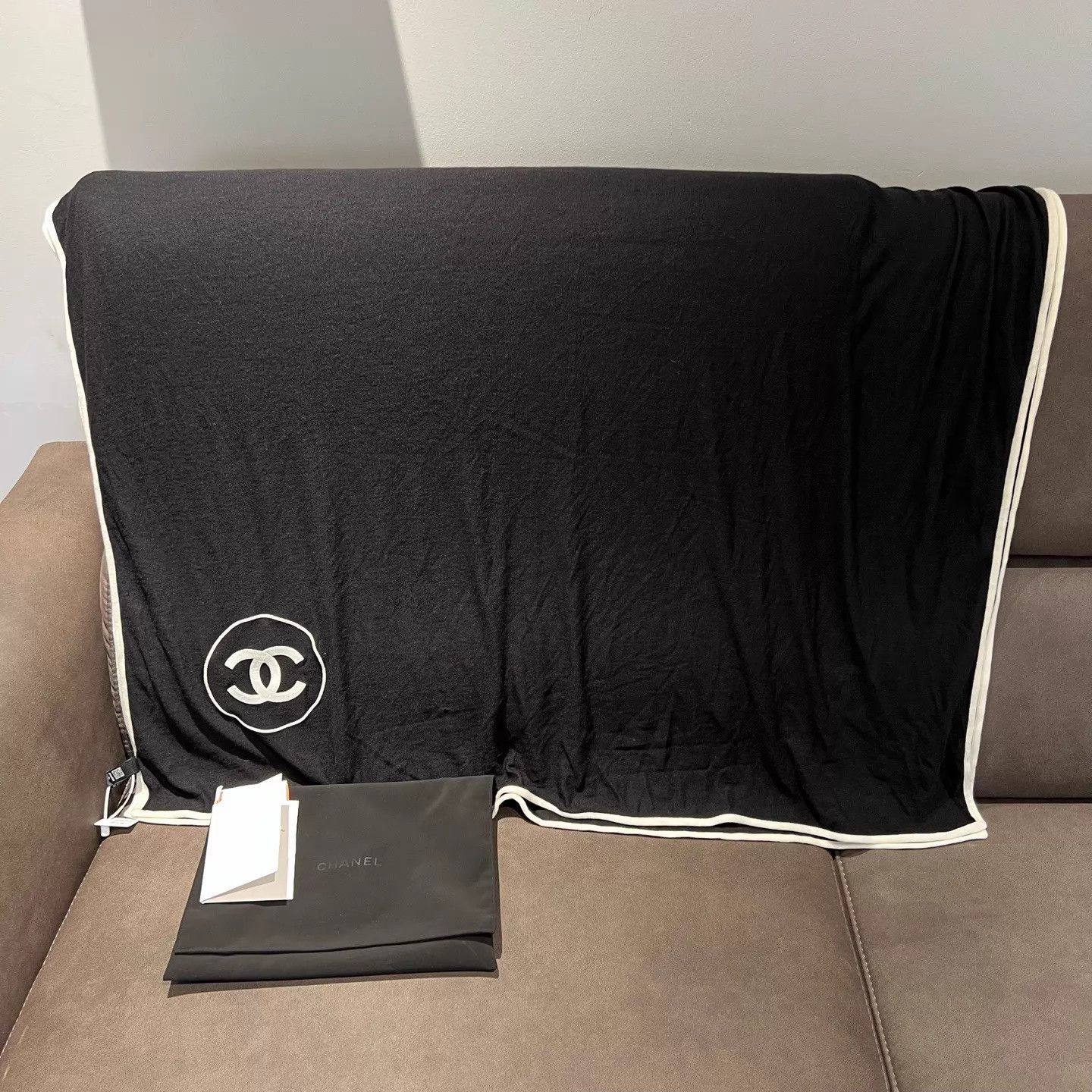 Chanel CHANEL Black Silk Scarf YH22543 w/Receipt 7500 Size ONE SIZE - 1 Thumbnail