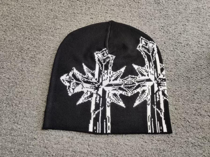 Japanese Brand Crosses Graphic No Cuff Knit Skull Cap Beanie Hat Black Size ONE SIZE - 1 Thumbnail