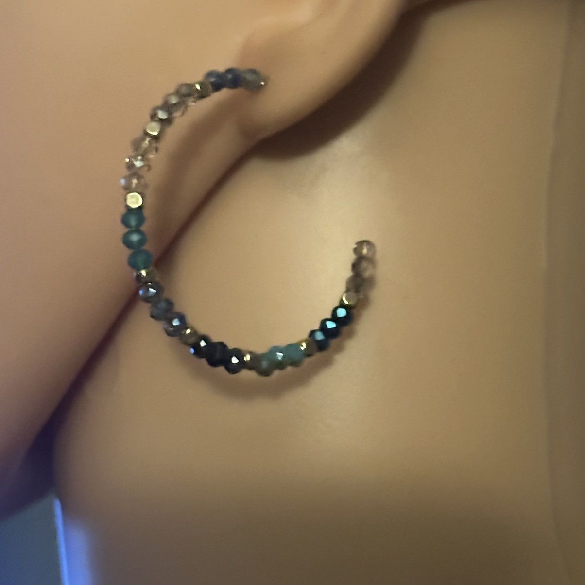 Other Frenzy semi precious stone bead hoop earrings Size ONE SIZE - 4 Thumbnail