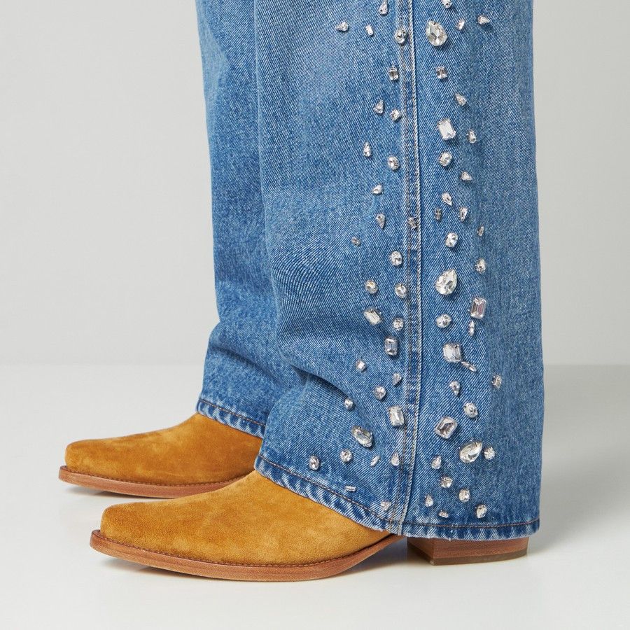 1989 STUDIO o1d2blof1124 Crystals Denim Pant in Blue Size US 32 / EU 48 - 5 Thumbnail