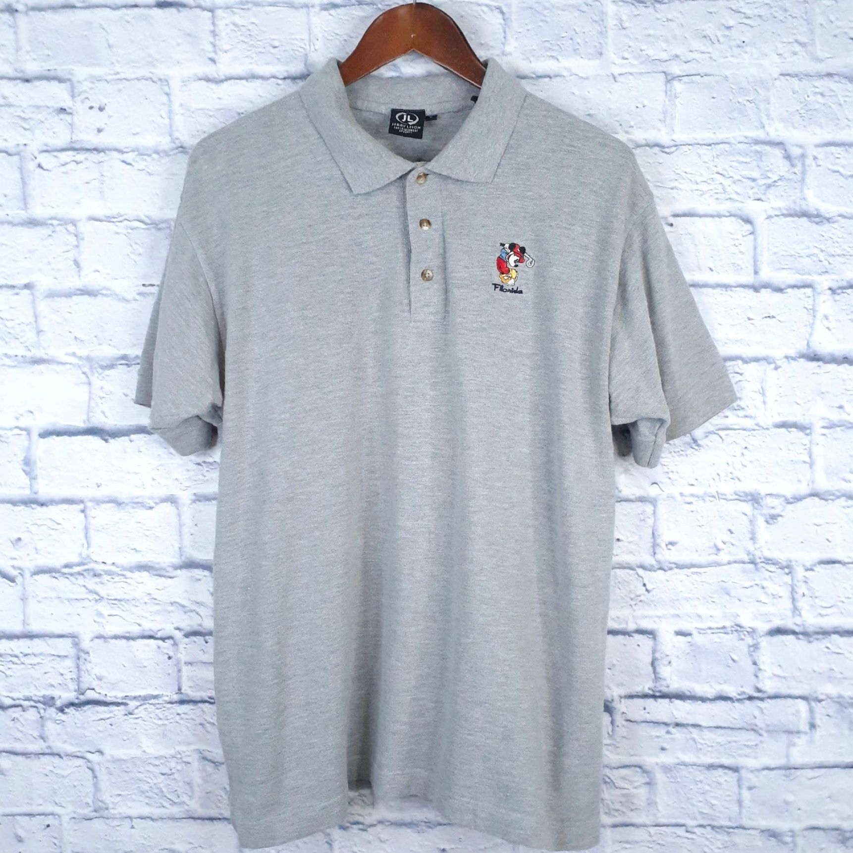 Vintage Jerry Leigh Mickey Mouse Polo Shirt Golf Short Sleeve Mens Large Gray Size US L / EU 52-54 / 3 - 3 Thumbnail