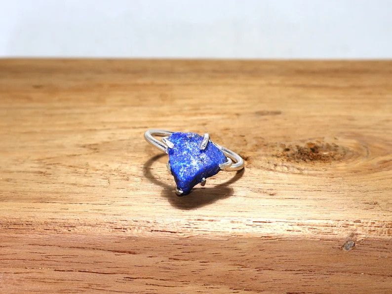 Handmade Lapis Lazuli Ring, 925 Sterling Silver Handmade Boho Jewelry Size ONE SIZE - 1 Thumbnail