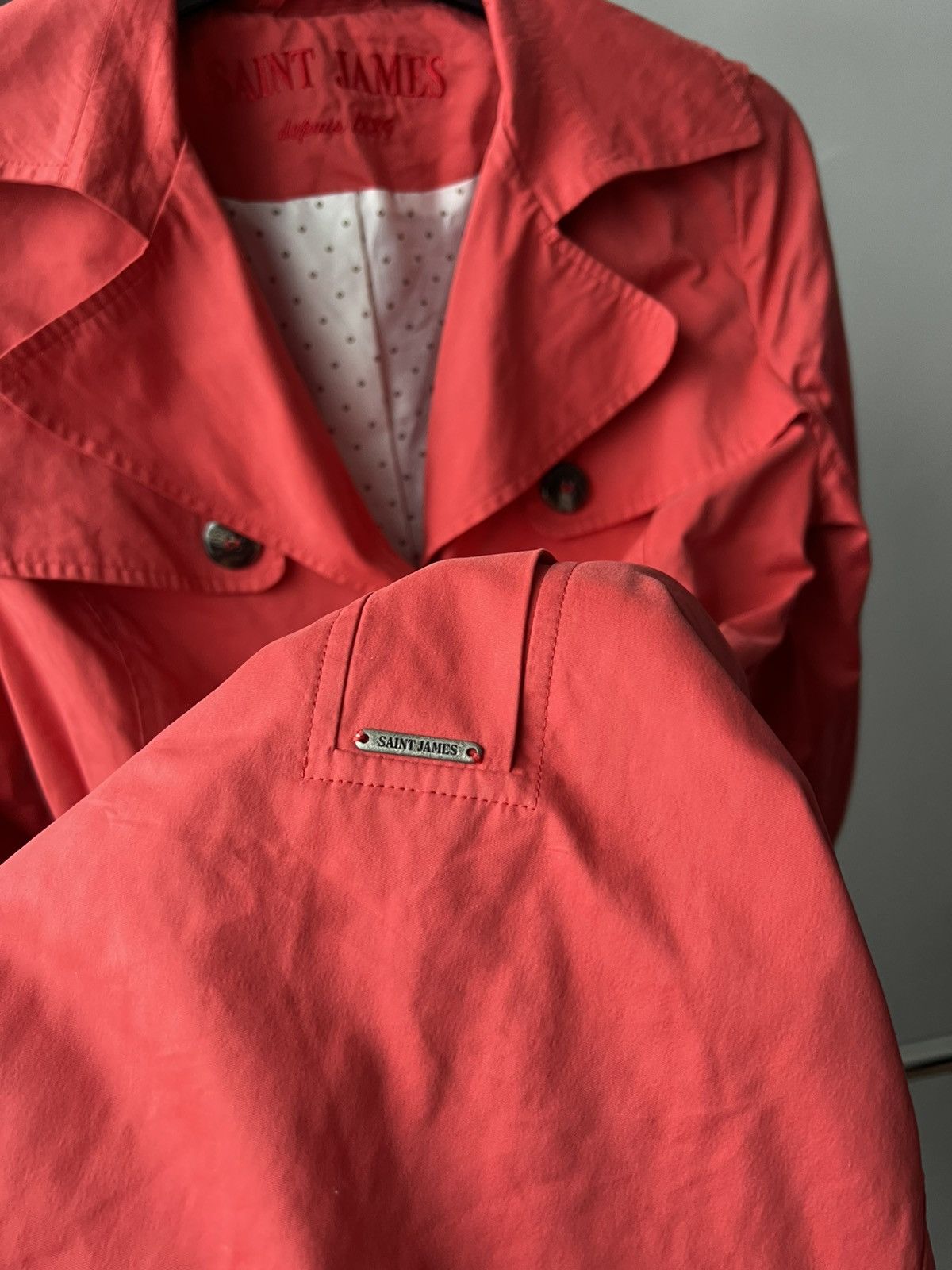 Saint James SAINT JAMES VINTAGE WOMEN PINK/ORANGE SOLID TRENCH COAT SZ 8 Size M / US 6-8 / IT 42-44 - 8 Thumbnail