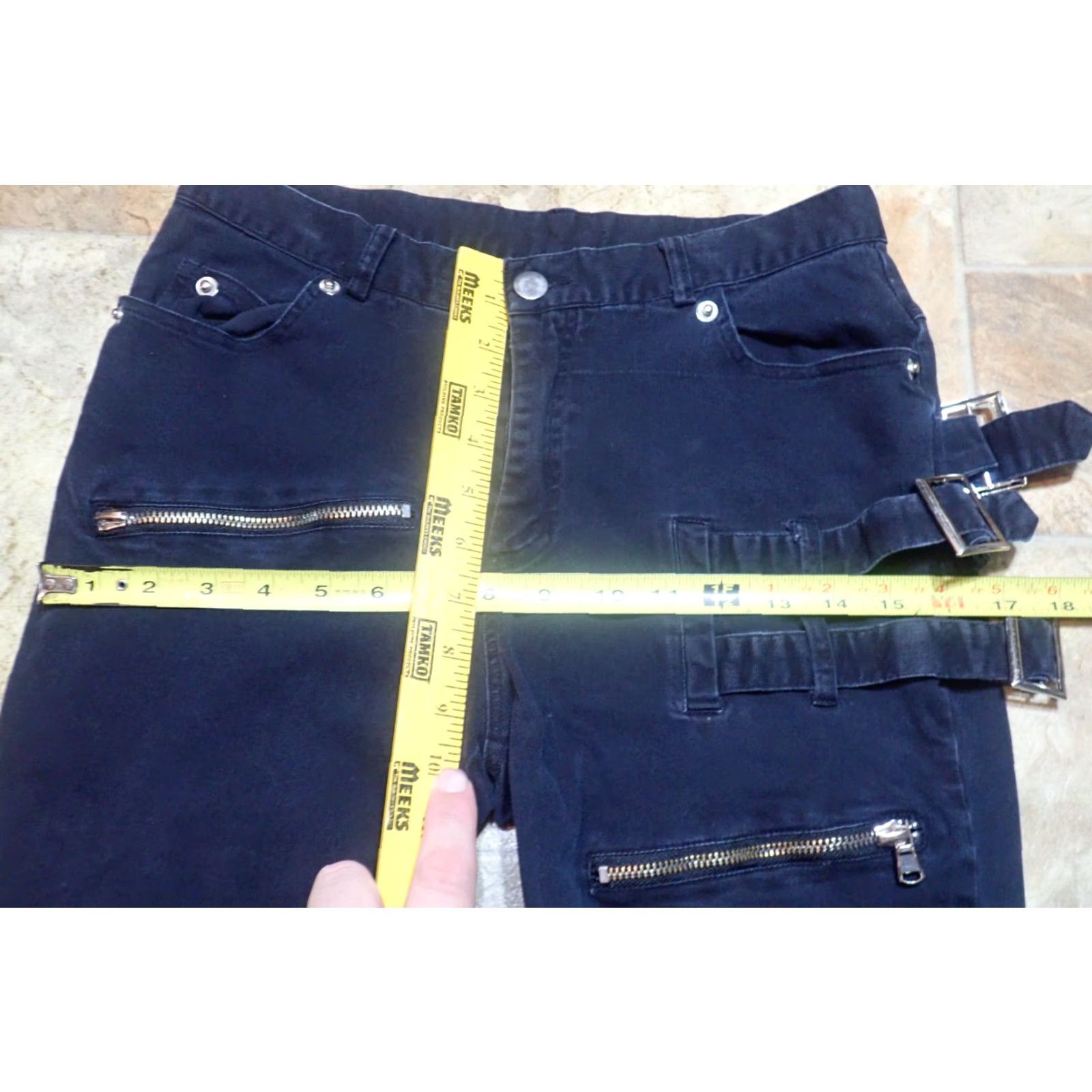 Vintage VINTAGE Women's Bondage Pants 29x25 Black Goth Punk Buckles Zippers Taper Leg Pant Women Size 29" - 5 Thumbnail