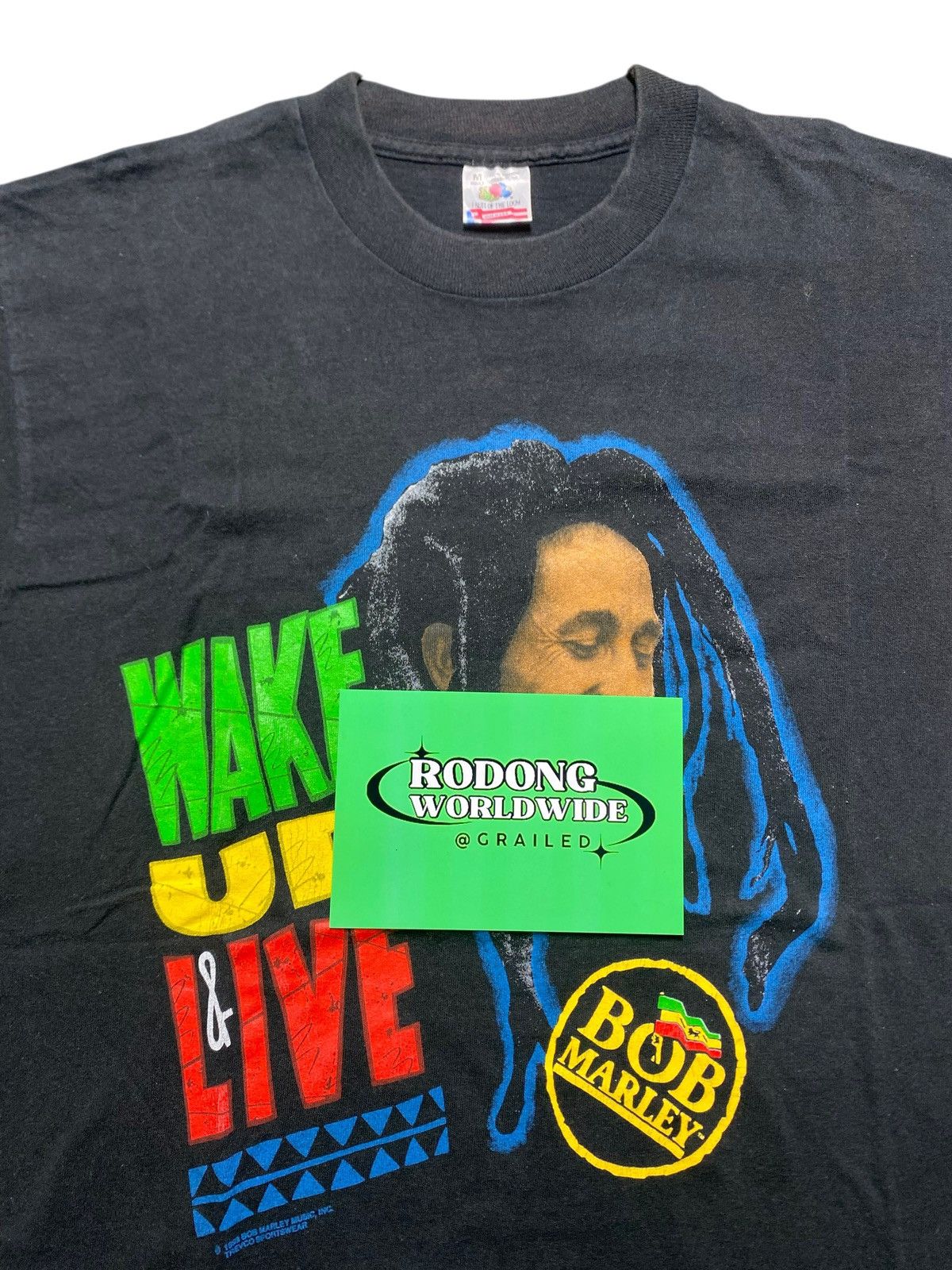 Bob Marley VINTAGE BOB MARLEY WAKE UP LIVE RAGGAE 90s TOUR PROMO TEE Size US M / EU 48-50 / 2 - 3 Thumbnail