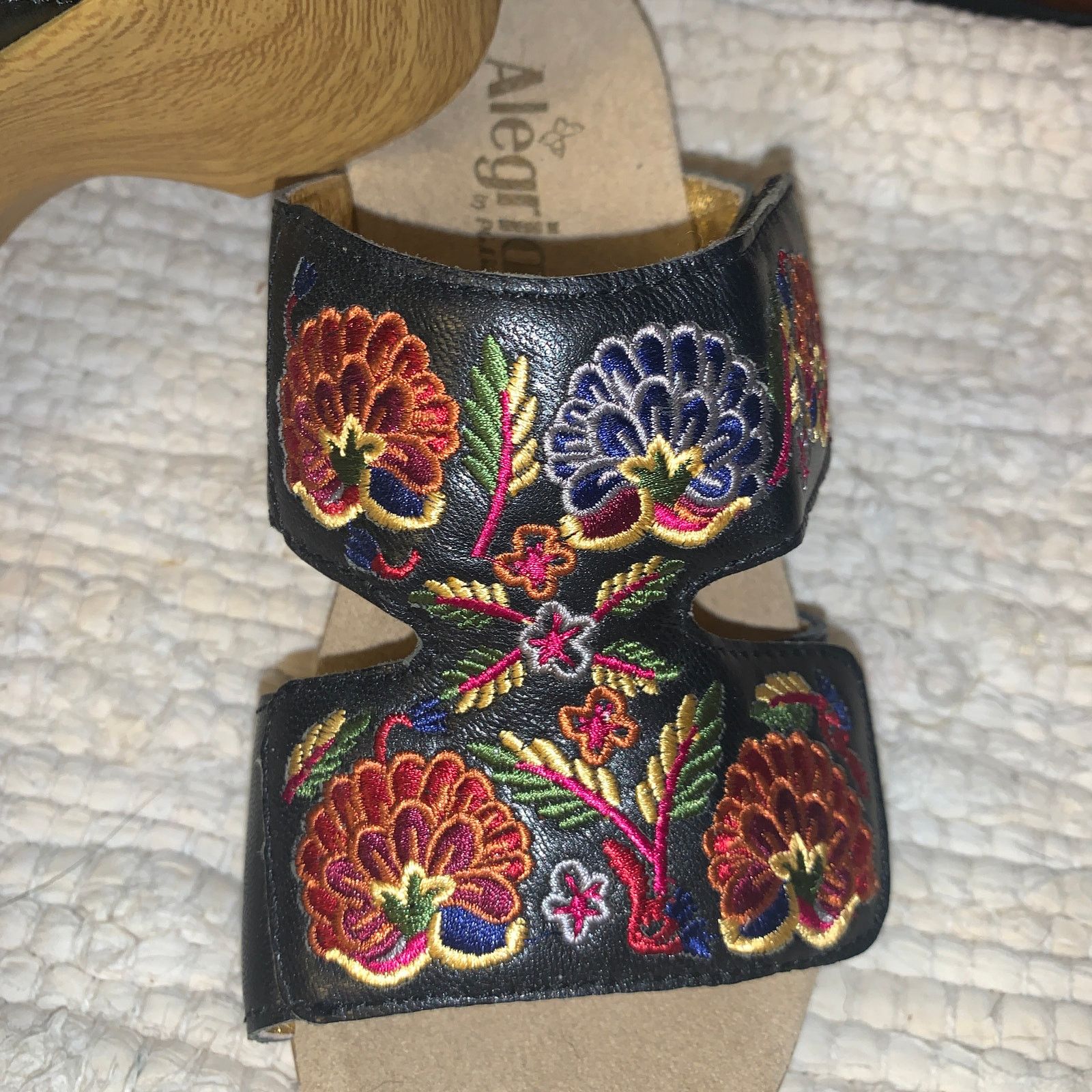 Other NEW ALEGRIA NAVY FLORAL EMBROIDERED LEATHER SANDALS CLOGS 38 Size US 8 / IT 38 - 2 Thumbnail
