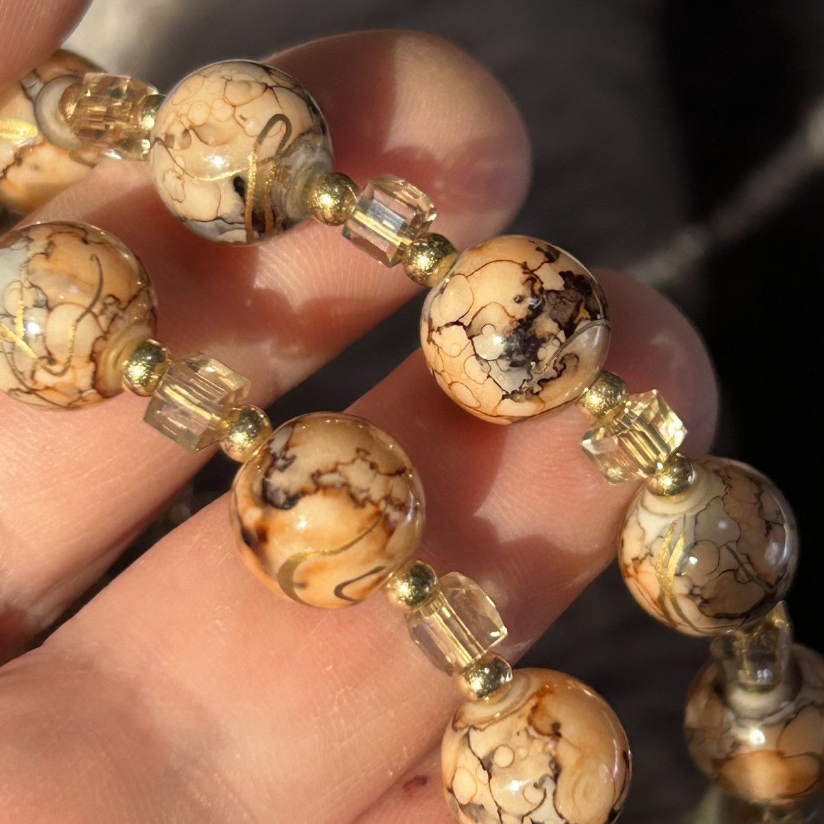 Handmade Handcrafted art glass bead crystal dome jet glass necklace Size ONE SIZE - 10 Thumbnail